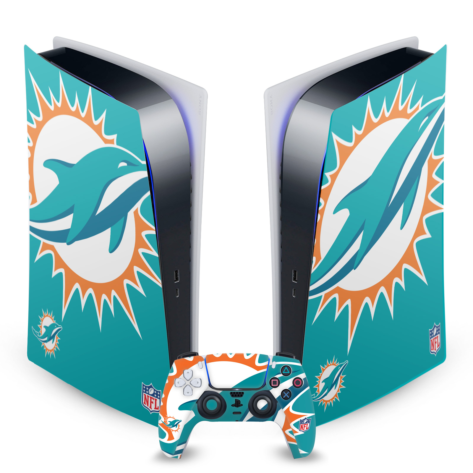 OFFICIAL NFL MIAMI DOLPHINS VINYL SKIN DECAL FOR SONY PS5 DIGITAL EDITION BUNDLE