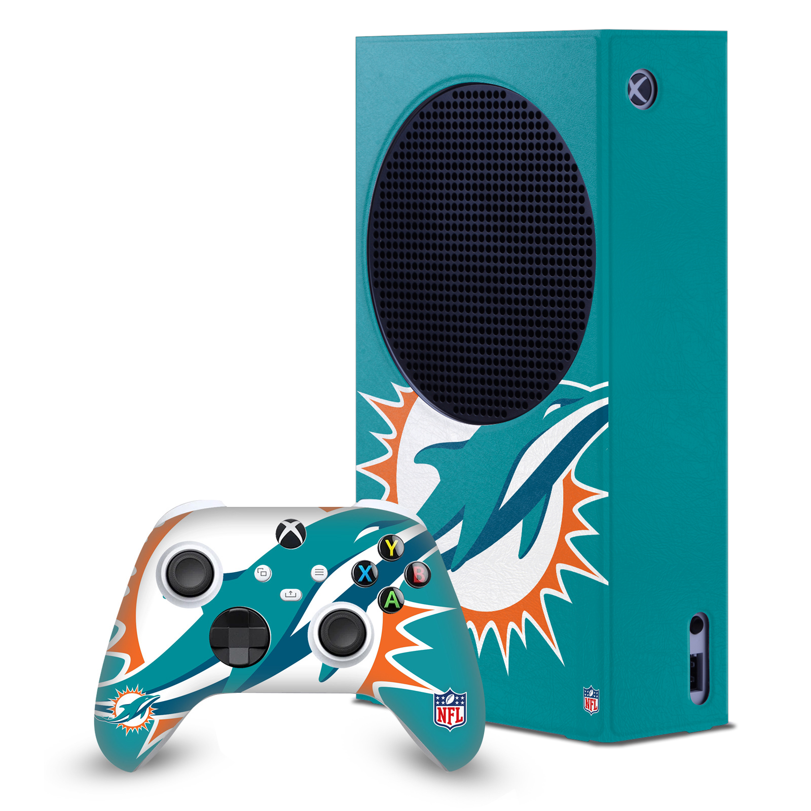 OFFICIAL NFL MIAMI DOLPHINS CONSOLE WRAP AND CONTROLLER SKIN FOR XBOX SERIES S