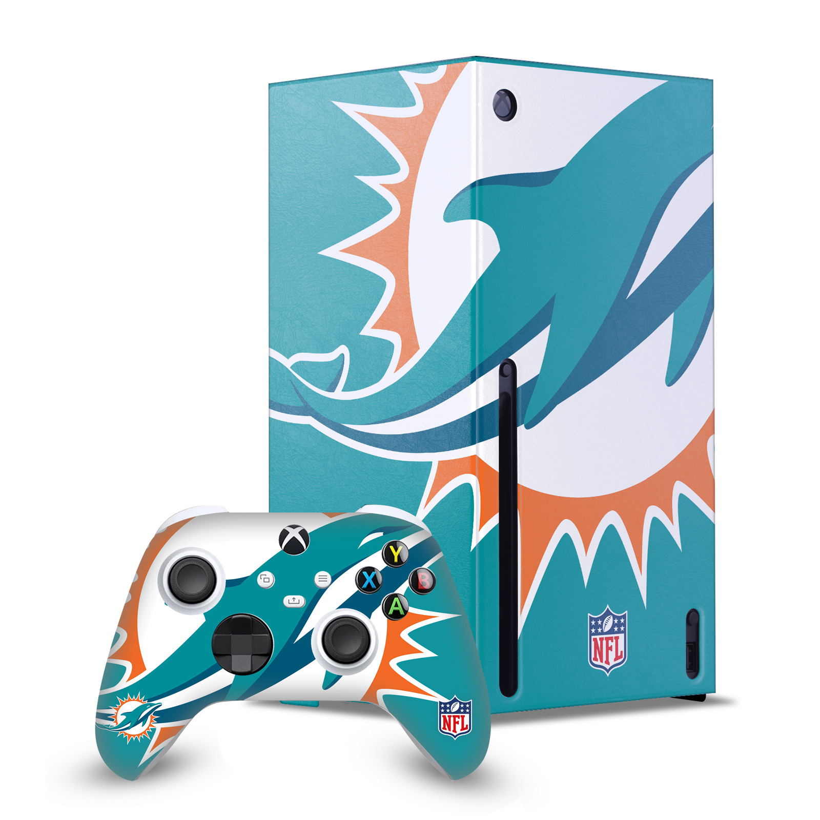 OFFICIAL NFL MIAMI DOLPHINS CONSOLE WRAP AND CONTROLLER SKIN FOR XBOX SERIES X