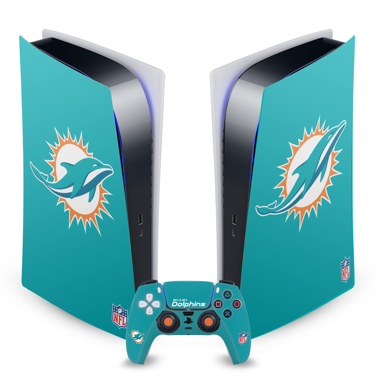 OFFICIAL NFL MIAMI DOLPHINS VINYL SKIN DECAL FOR SONY PS5 DIGITAL EDITION BUNDLE