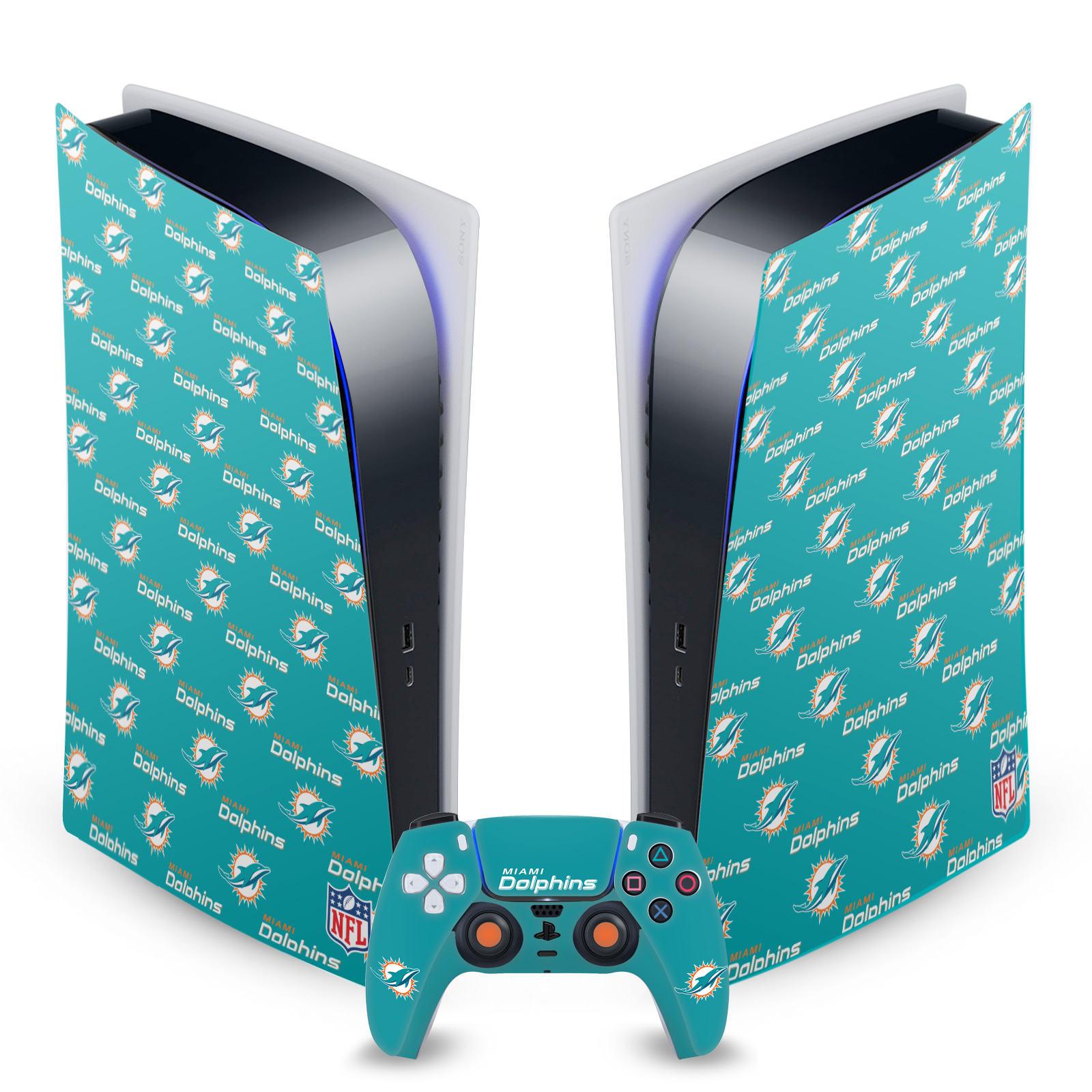 OFFICIAL NFL MIAMI DOLPHINS VINYL SKIN DECAL FOR SONY PS5 DIGITAL EDITION BUNDLE