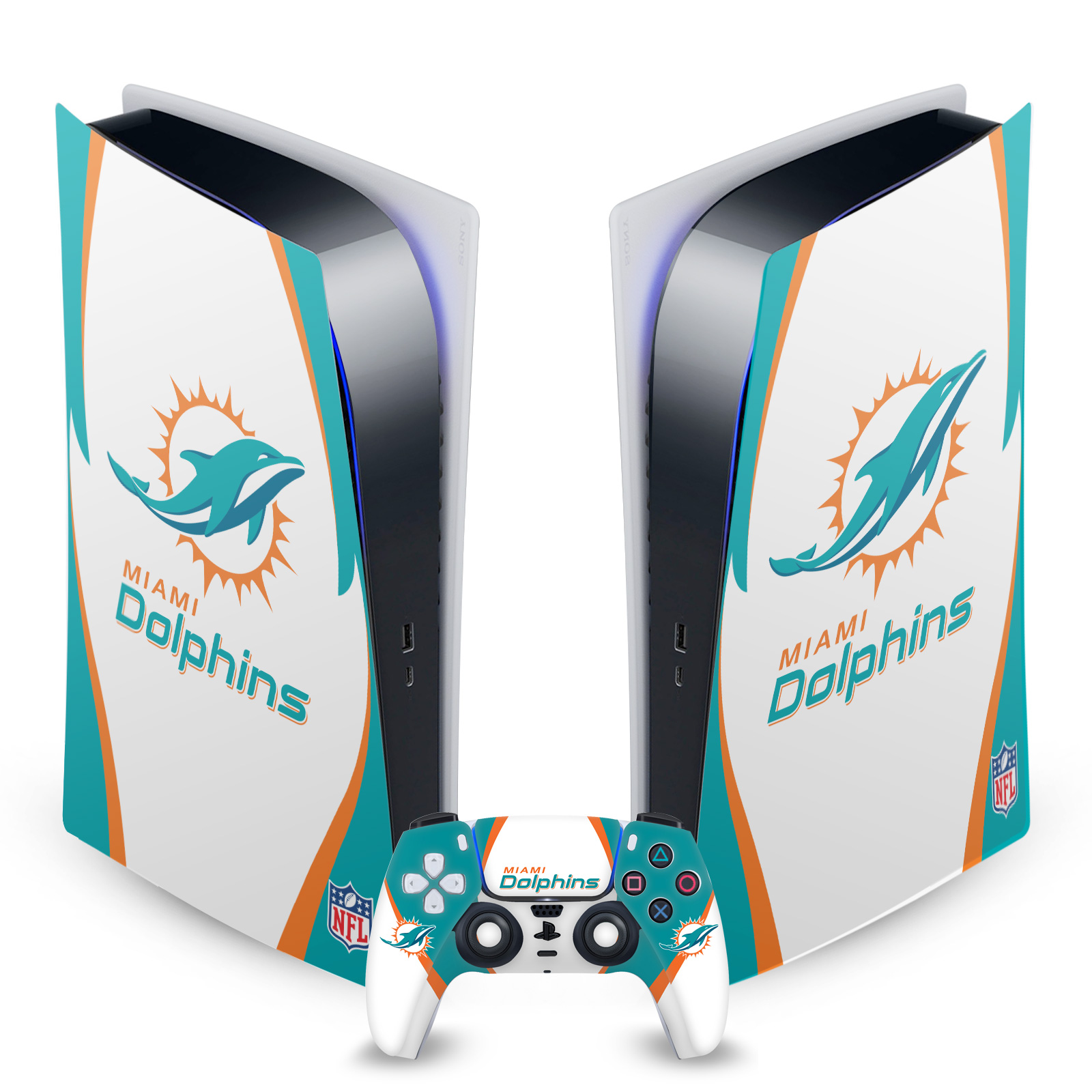 OFFICIAL NFL MIAMI DOLPHINS VINYL SKIN DECAL FOR SONY PS5 DIGITAL EDITION BUNDLE