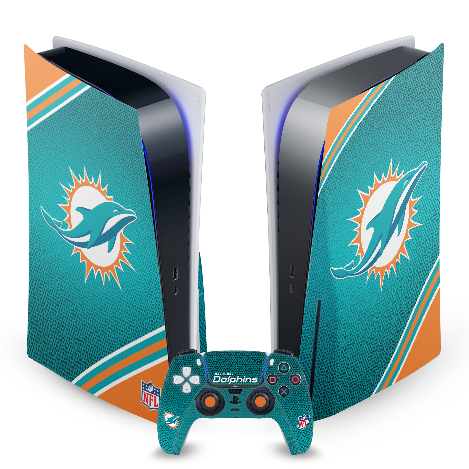 OFFICIAL NFL MIAMI DOLPHINS VINYL SKIN DECAL FOR SONY PS5 DISC EDITION BUNDLE