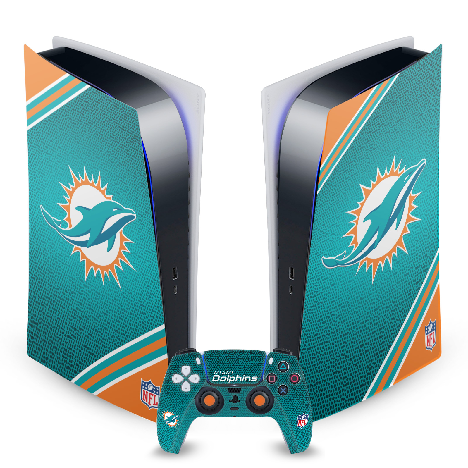 OFFICIAL NFL MIAMI DOLPHINS VINYL SKIN DECAL FOR SONY PS5 DIGITAL EDITION BUNDLE