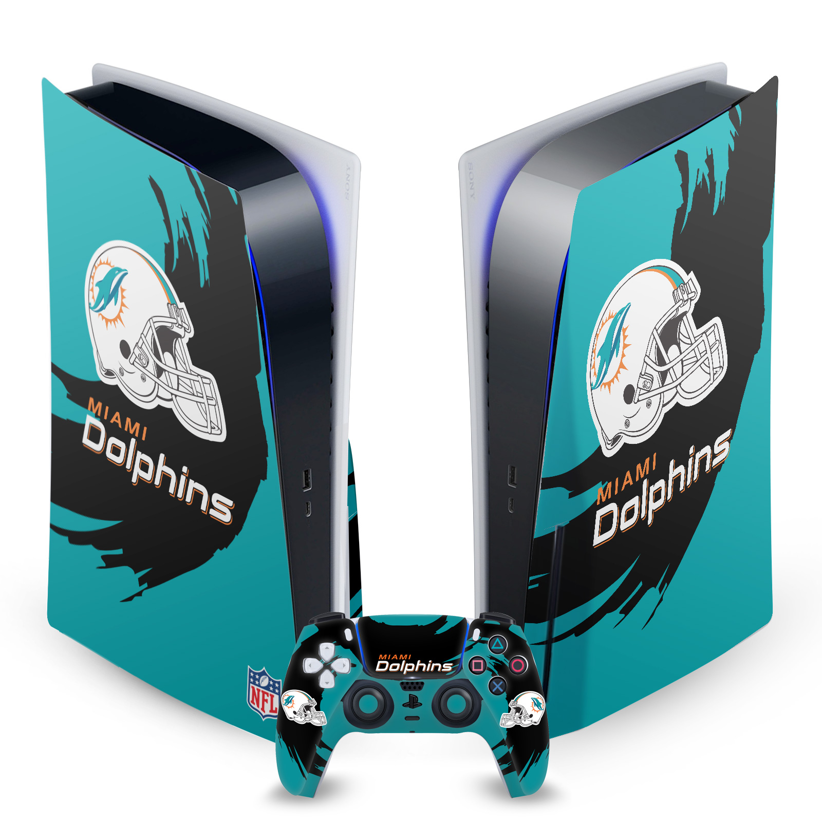 OFFICIAL NFL MIAMI DOLPHINS VINYL SKIN DECAL FOR SONY PS5 DISC EDITION BUNDLE