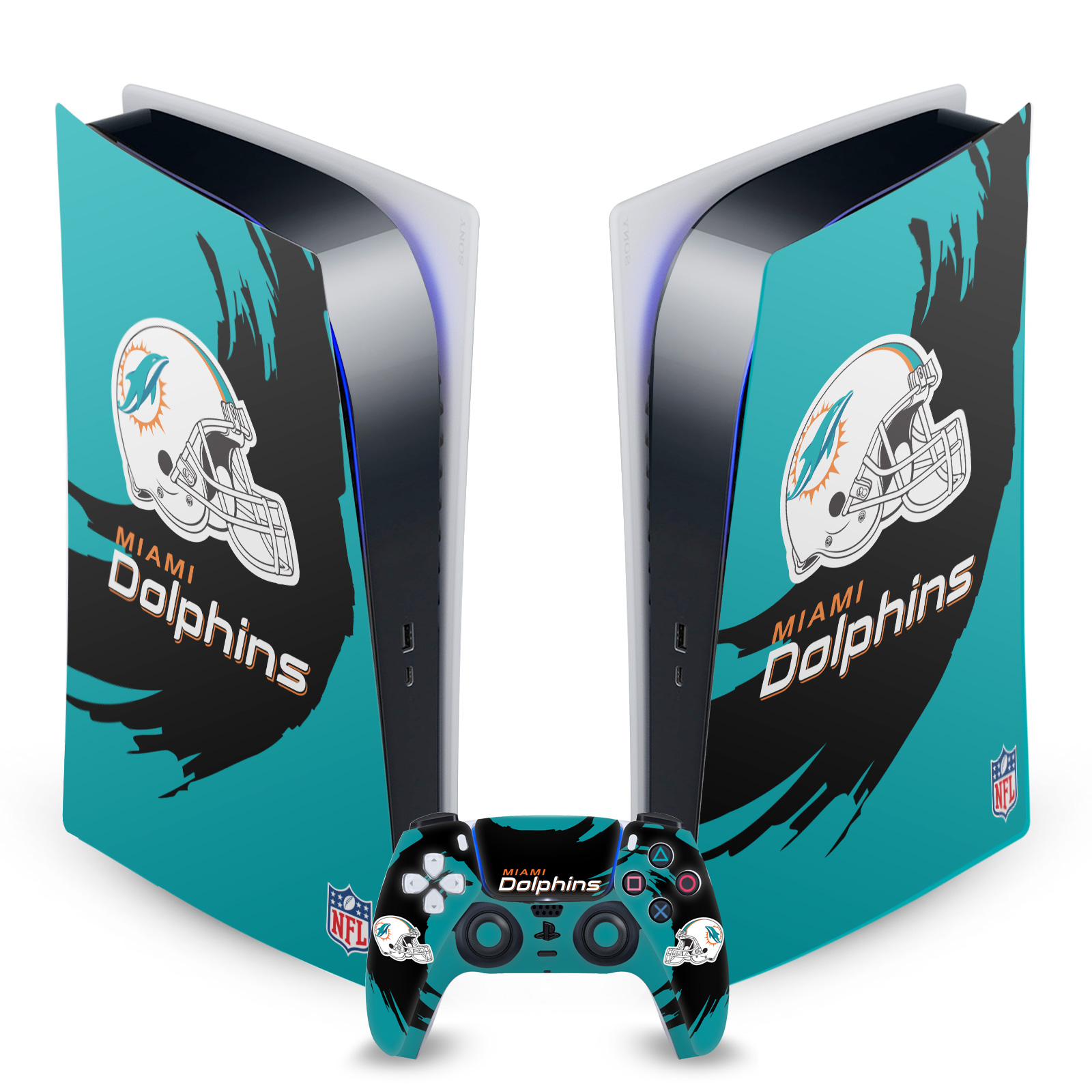 OFFICIAL NFL MIAMI DOLPHINS VINYL SKIN DECAL FOR SONY PS5 DIGITAL EDITION BUNDLE