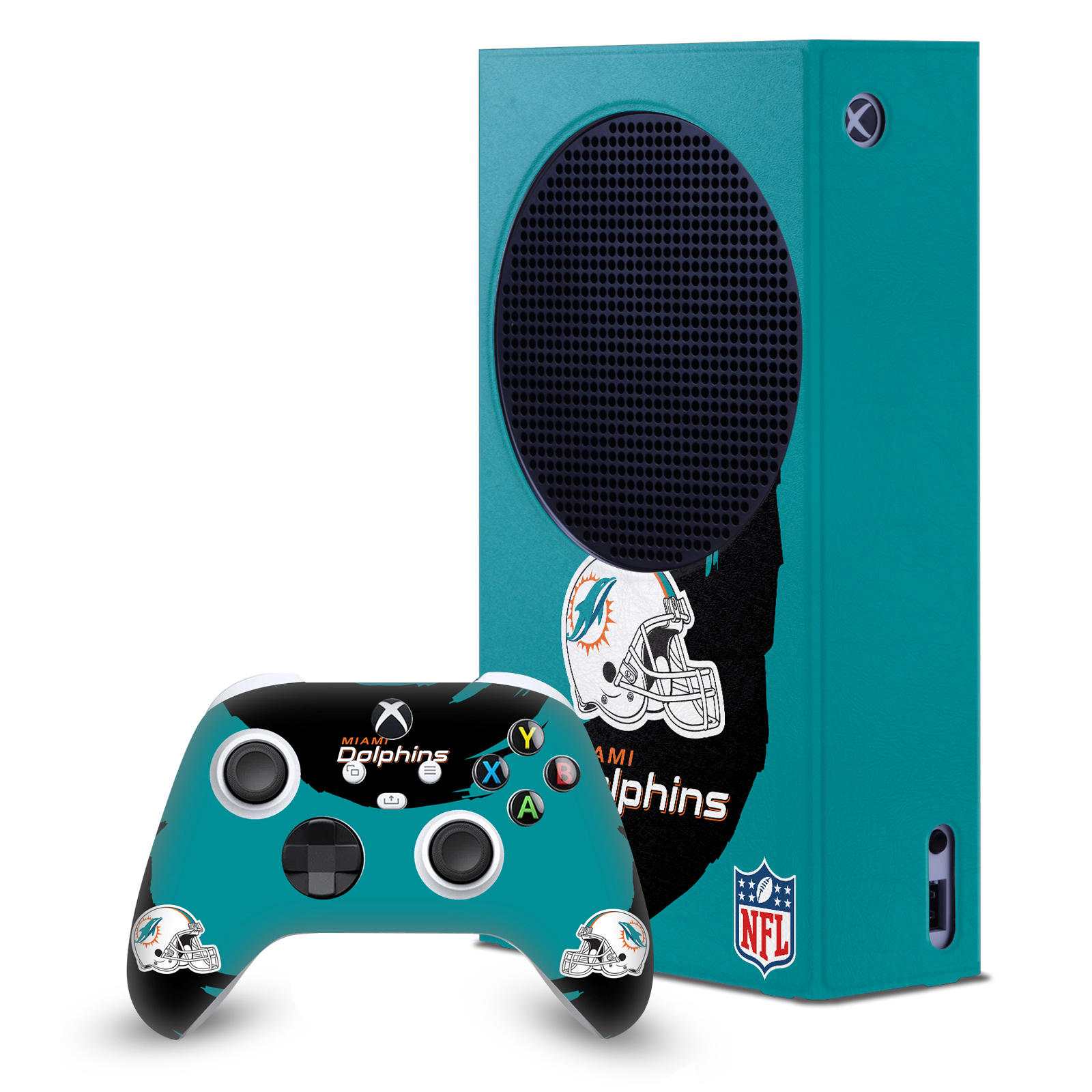 OFFICIAL NFL MIAMI DOLPHINS CONSOLE WRAP AND CONTROLLER SKIN FOR XBOX SERIES S