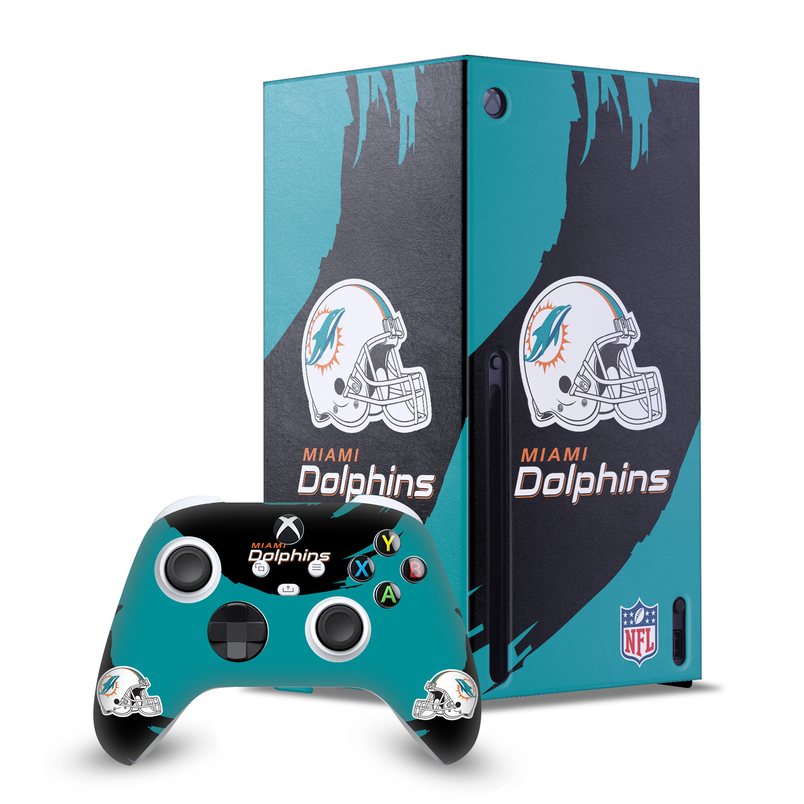 OFFICIAL NFL MIAMI DOLPHINS CONSOLE WRAP AND CONTROLLER SKIN FOR XBOX SERIES X