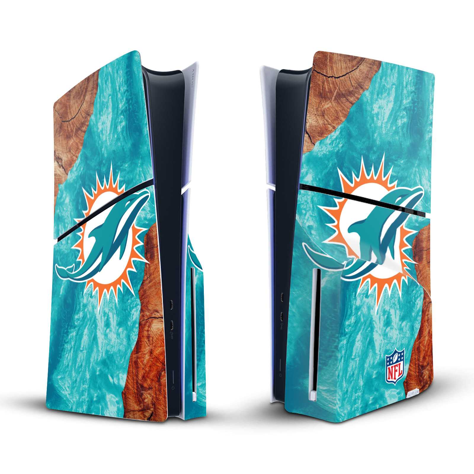 NFL MIAMI DOLPHINS VINYL SKIN DECAL FOR SONY PS5 SLIM DISC EDITION CONSOLE