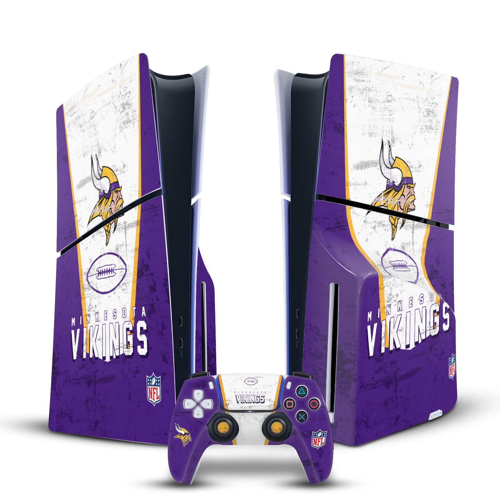 NFL MINNESOTA VIKINGS VINYL SKIN FOR SONY PS5 SLIM DISC CONSOLE & CONTROLLER