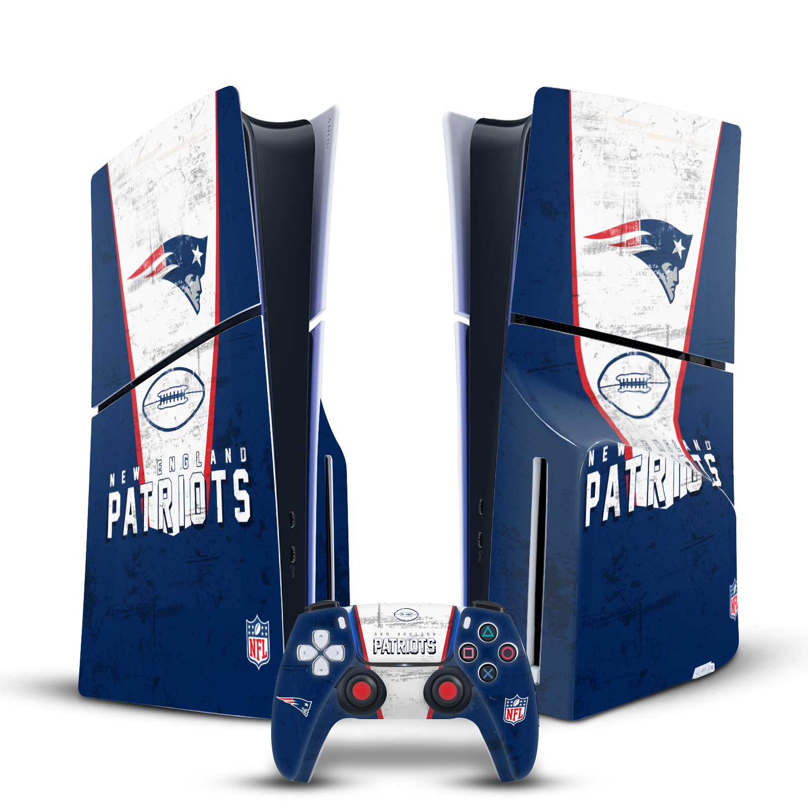 NFL NEW ENGLAND PATRIOTS VINYL SKIN FOR SONY PS5 SLIM DISC CONSOLE & CONTROLLER