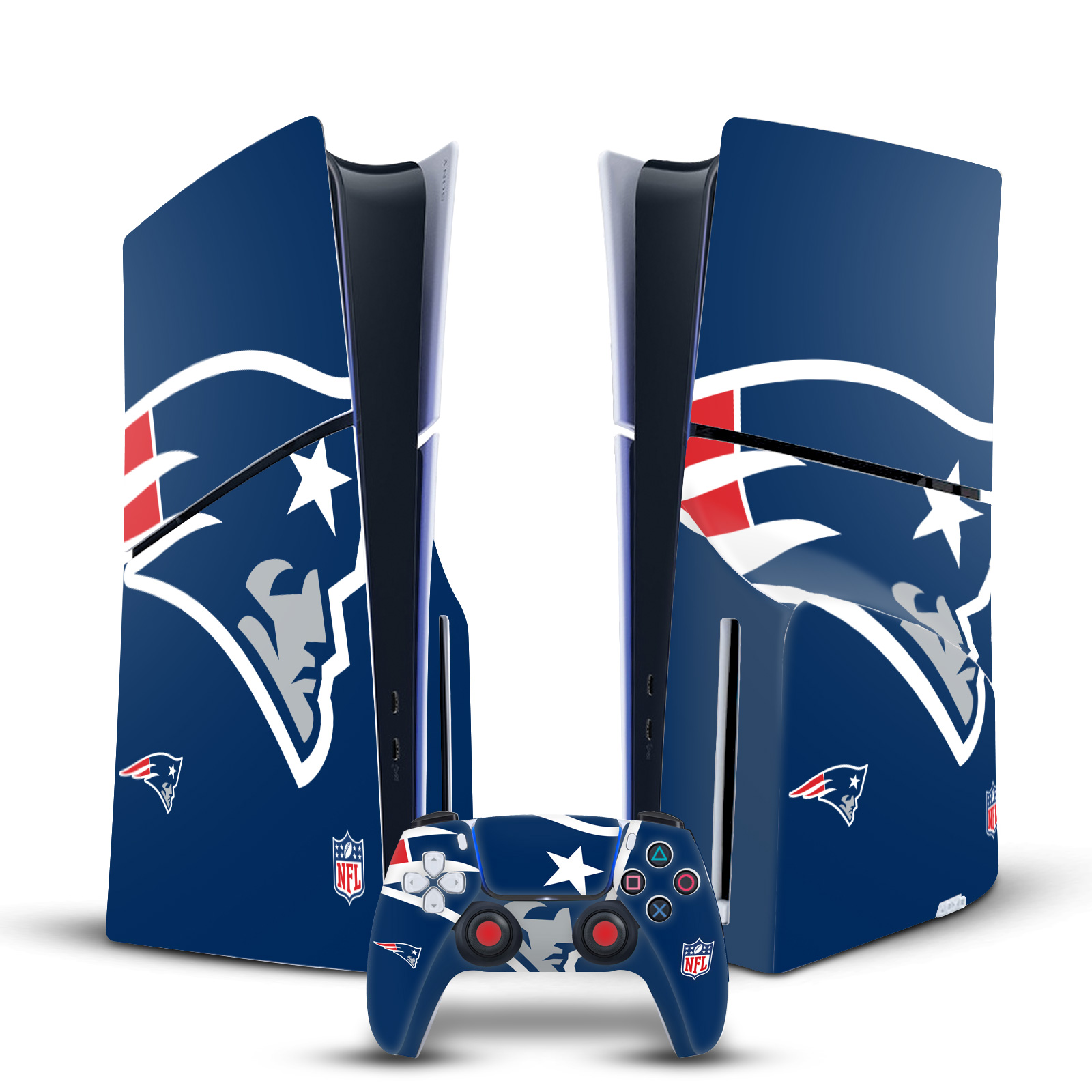 NFL NEW ENGLAND PATRIOTS VINYL SKIN FOR SONY PS5 SLIM DISC CONSOLE & CONTROLLER