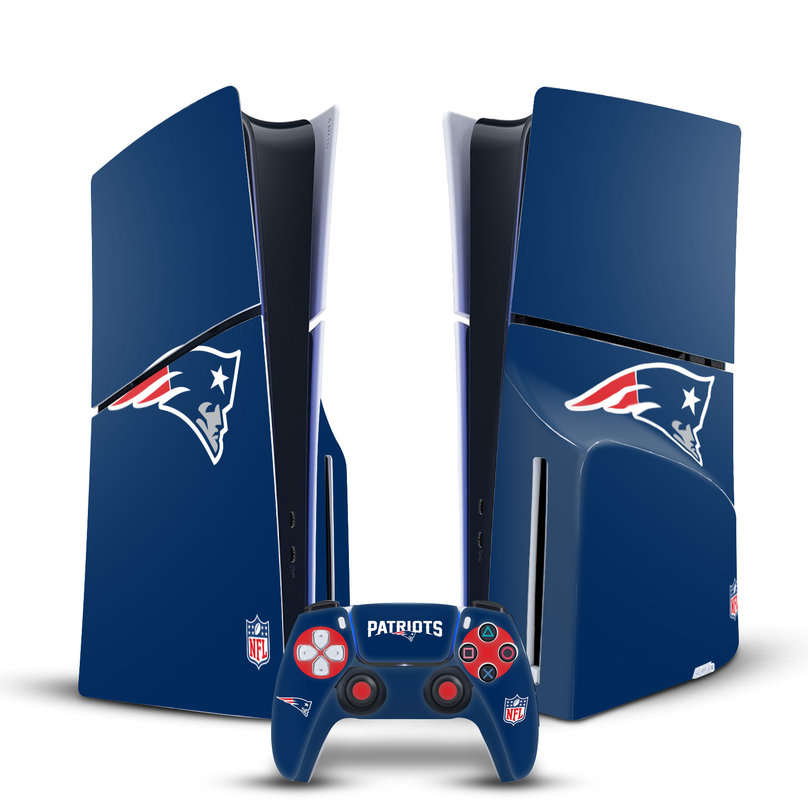 NFL NEW ENGLAND PATRIOTS VINYL SKIN FOR SONY PS5 SLIM DISC CONSOLE & CONTROLLER