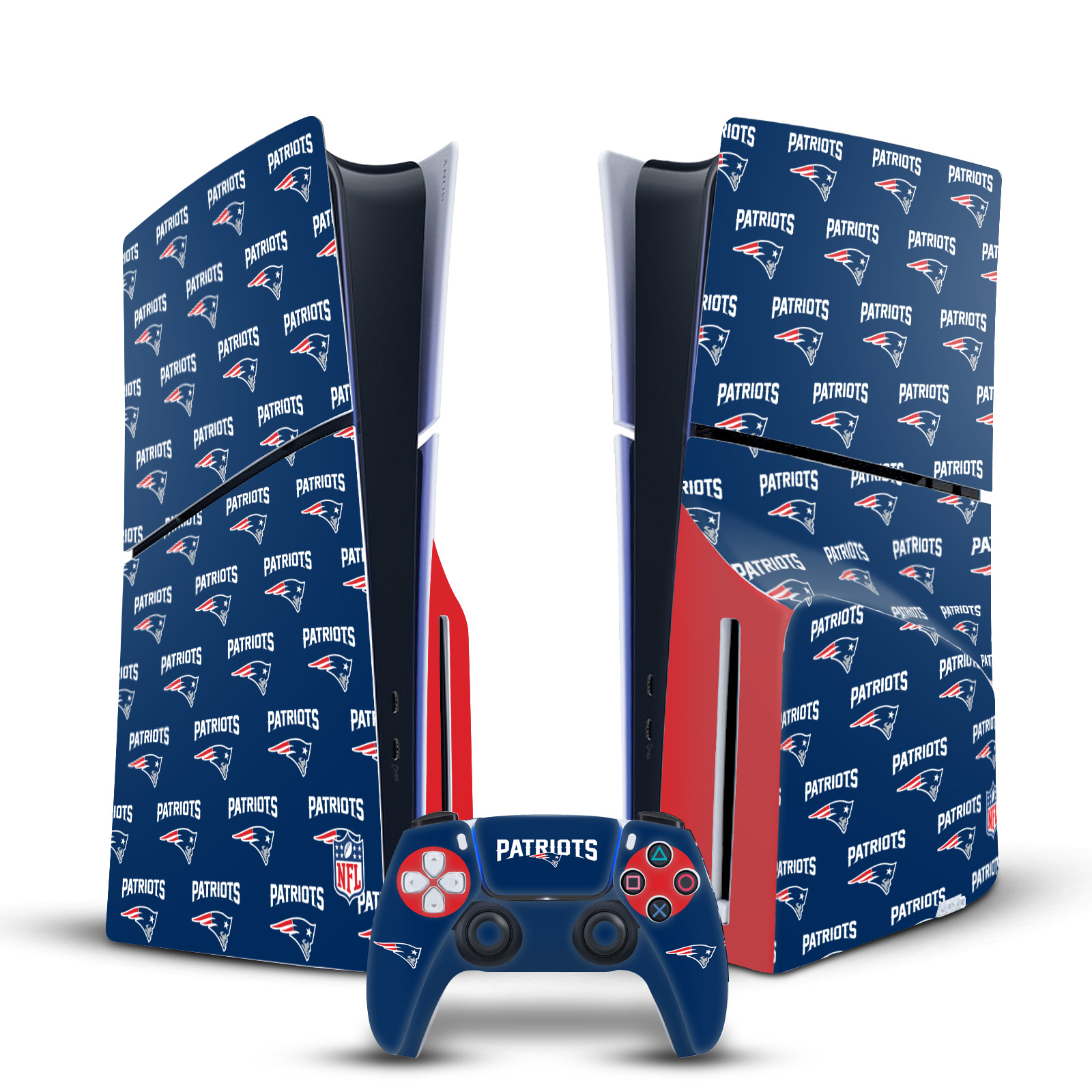 NFL NEW ENGLAND PATRIOTS VINYL SKIN FOR SONY PS5 SLIM DISC CONSOLE & CONTROLLER