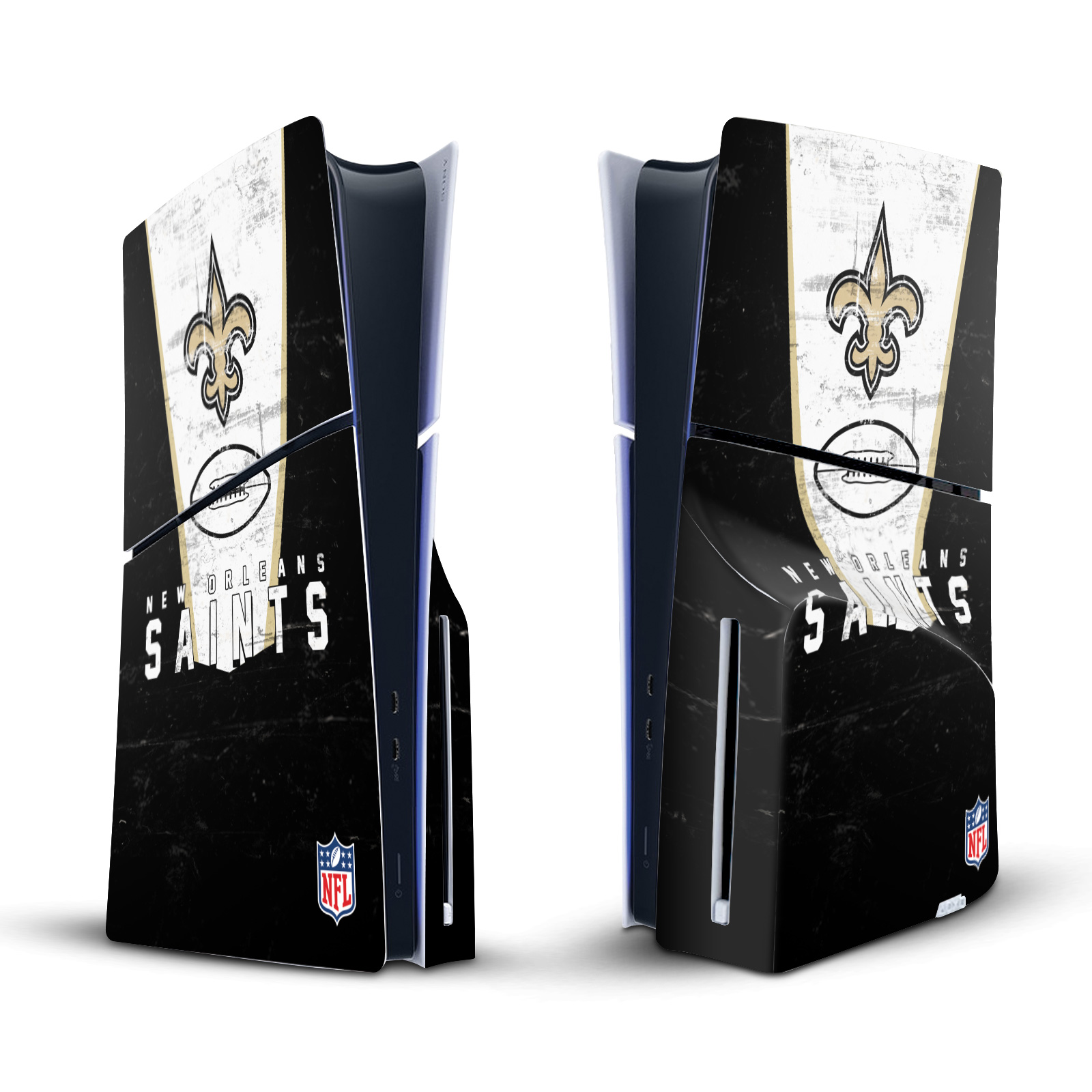 NFL NEW ORLEANS SAINTS VINYL SKIN FOR SONY PS5 SLIM DISC EDITION CONSOLE