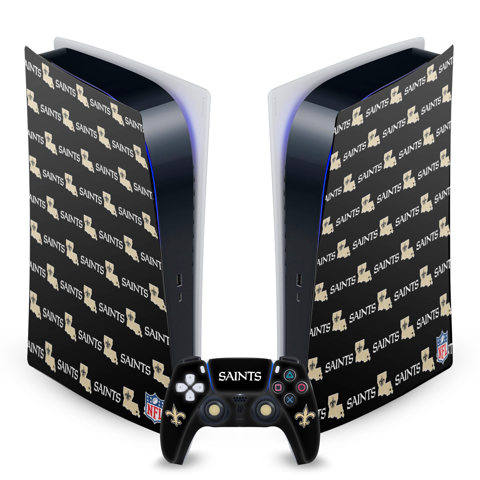 OFFICIAL NFL NEW ORLEANS SAINTS VINYL SKIN FOR SONY PS5 DIGITAL EDITION BUNDLE