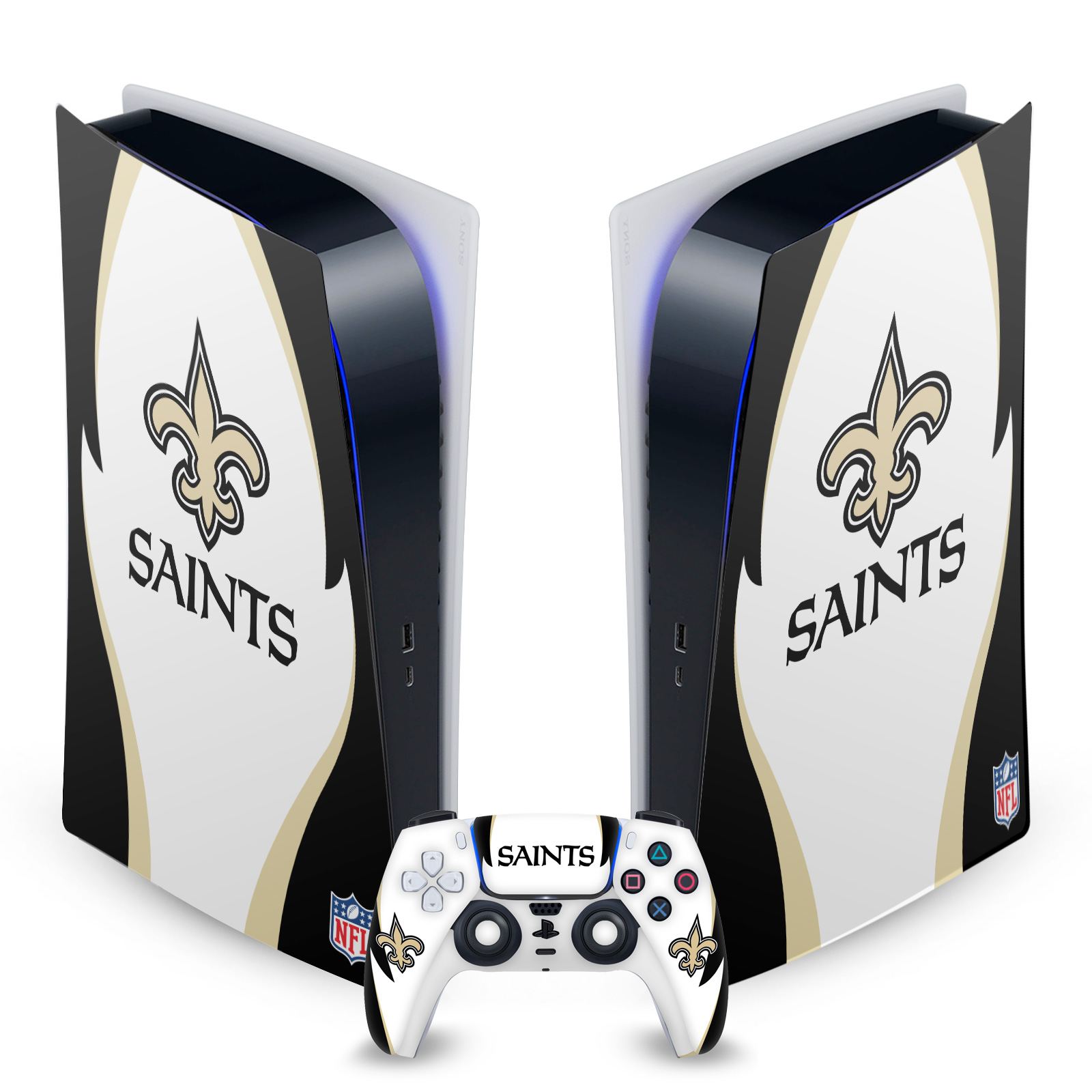 OFFICIAL NFL NEW ORLEANS SAINTS VINYL SKIN FOR SONY PS5 DIGITAL EDITION BUNDLE