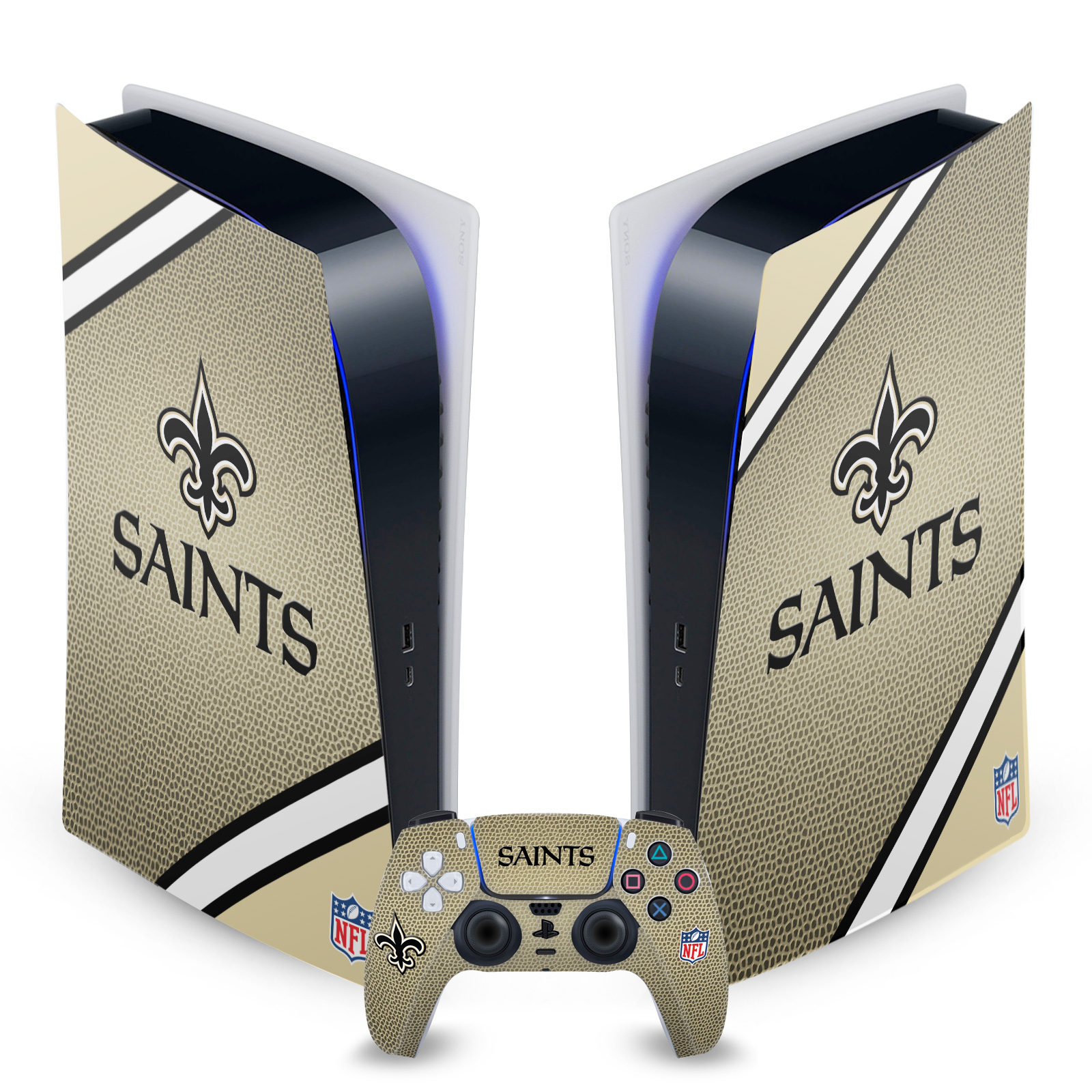 OFFICIAL NFL NEW ORLEANS SAINTS VINYL SKIN FOR SONY PS5 DIGITAL EDITION BUNDLE