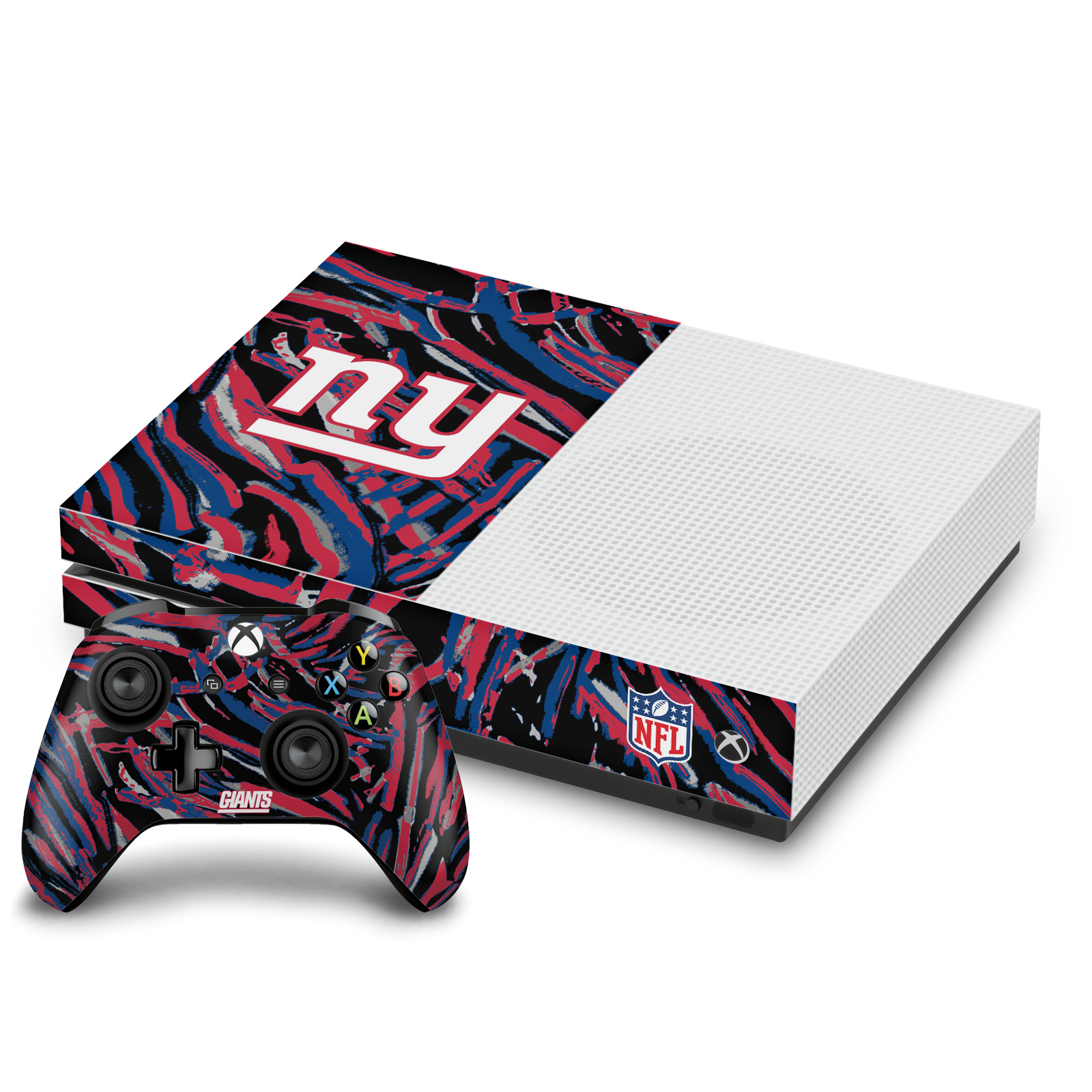 NFL NEW YORK GIANTS VINYL SKIN FOR XBOX ONE S CONSOLE AND CONTROLLER BUNDLE
