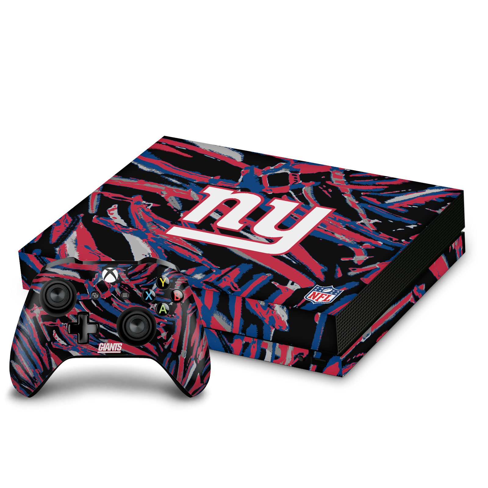 NFL NEW YORK GIANTS VINYL SKIN FOR XBOX ONE X CONSOLE AND CONTROLLER BUNDLE