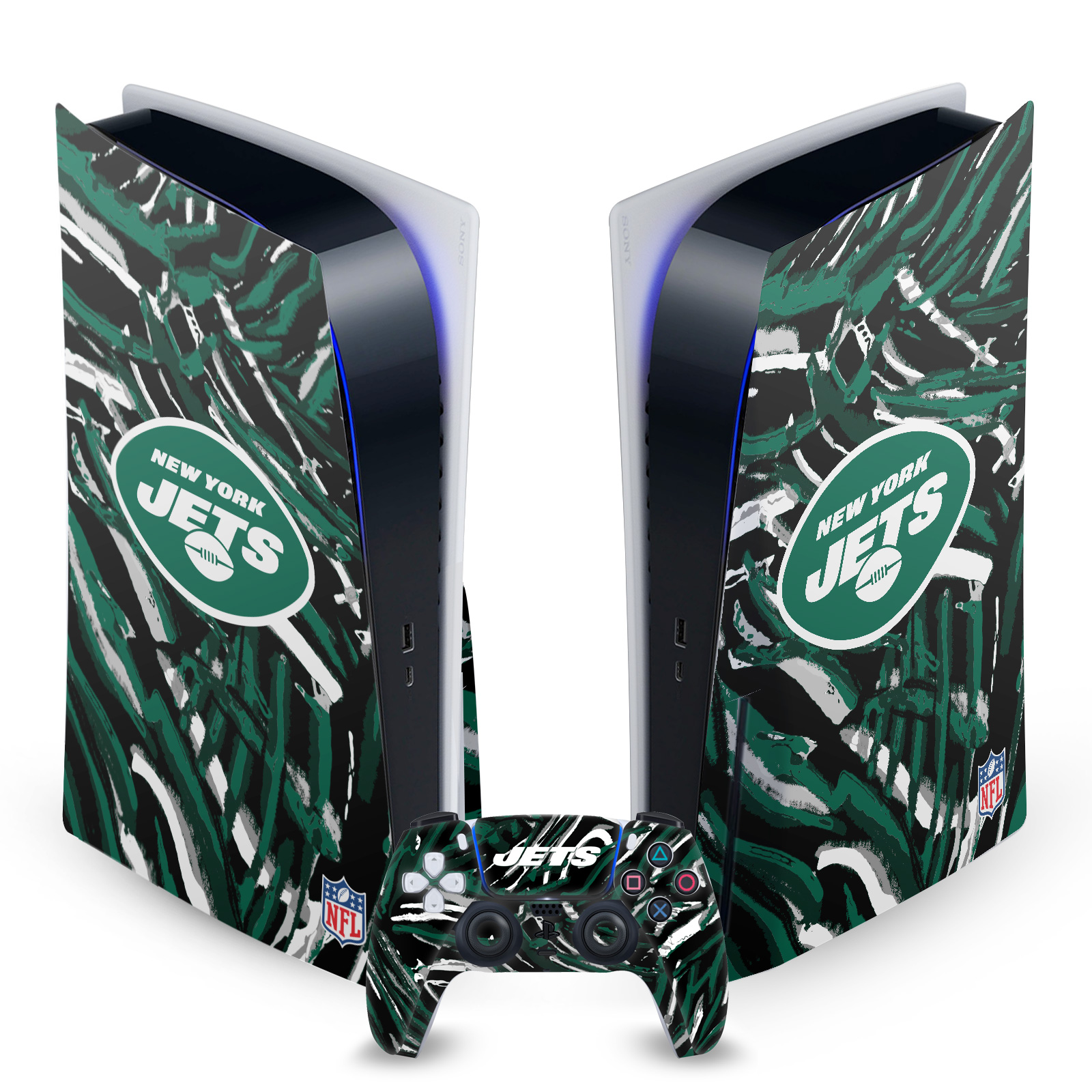 OFFICIAL NFL NEW YORK JETS VINYL SKIN DECAL FOR SONY PS5 DISC EDITION BUNDLE