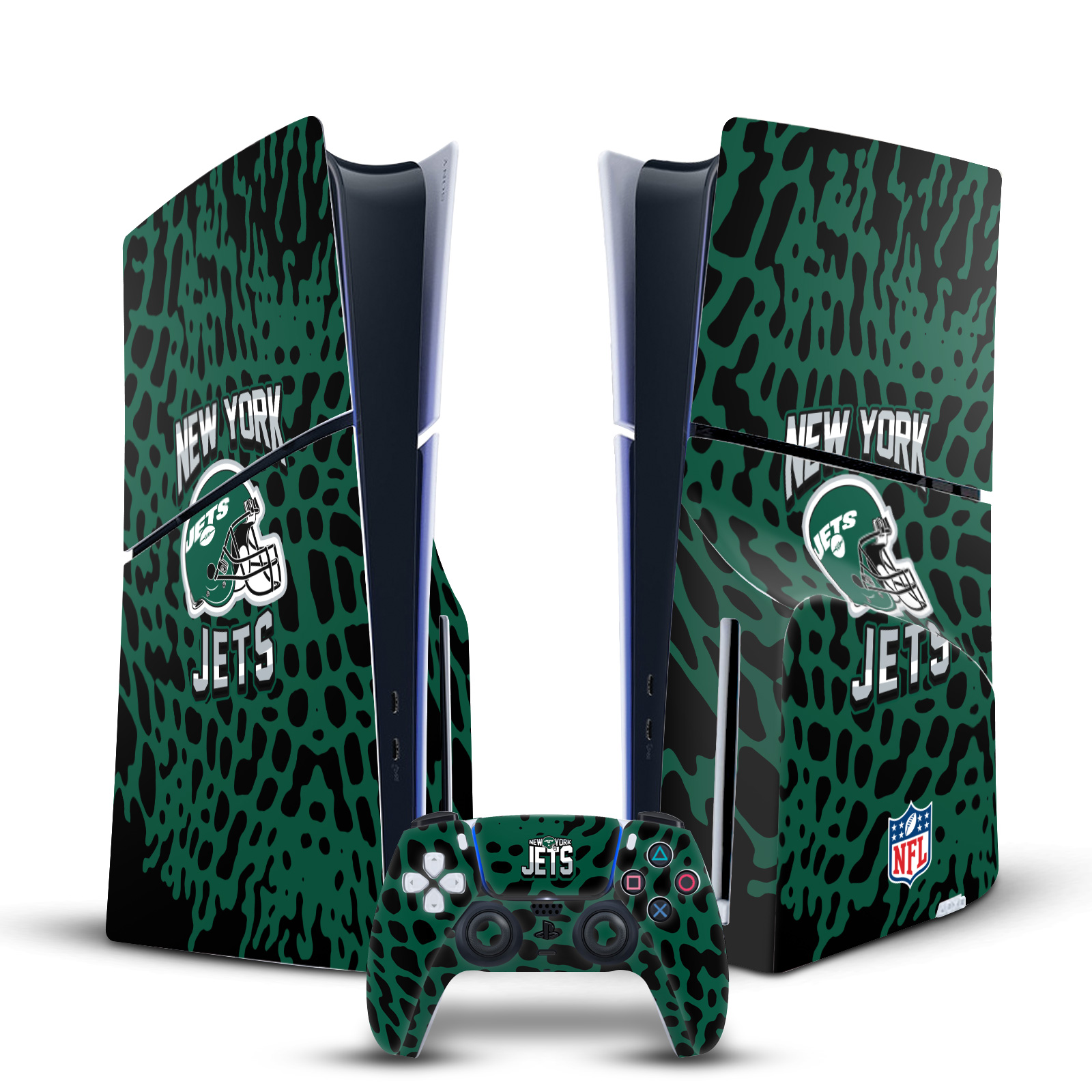 NFL NEW YORK JETS VINYL SKIN DECAL FOR SONY PS5 SLIM DISC CONSOLE & CONTROLLER