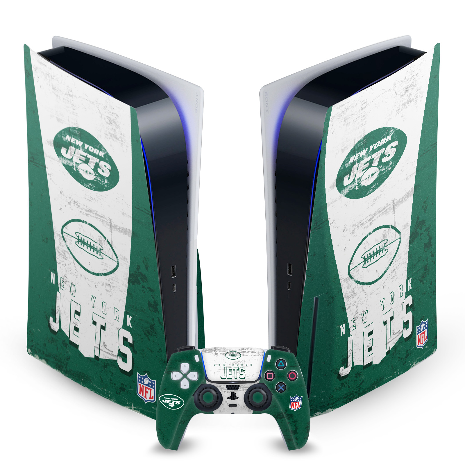 OFFICIAL NFL NEW YORK JETS VINYL SKIN DECAL FOR SONY PS5 DISC EDITION BUNDLE