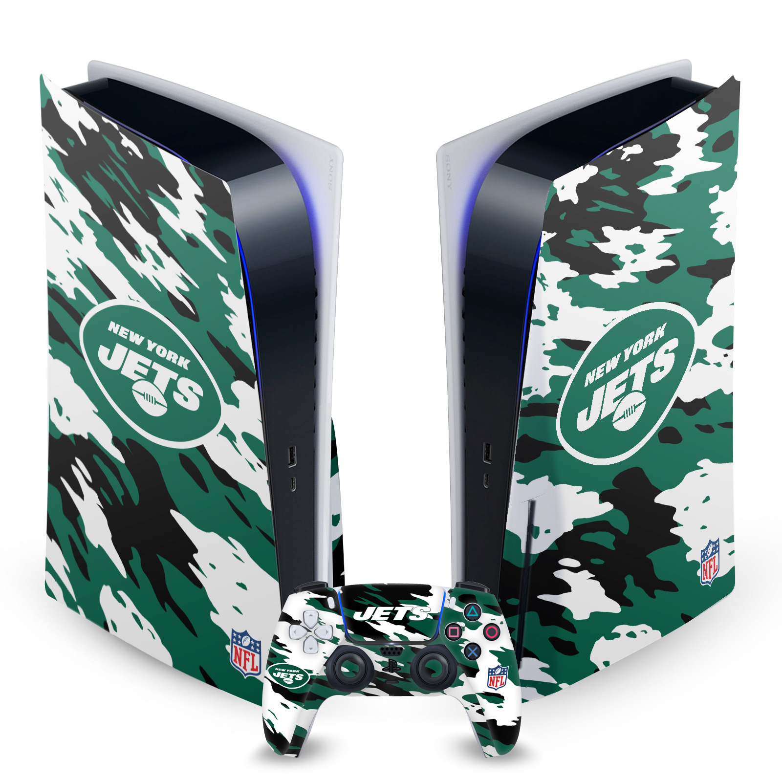 OFFICIAL NFL NEW YORK JETS VINYL SKIN DECAL FOR SONY PS5 DISC EDITION BUNDLE