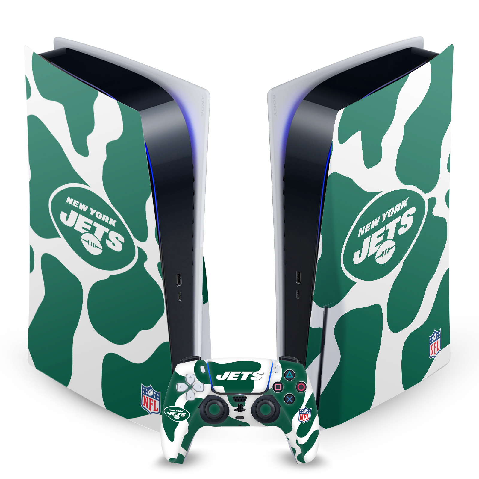 OFFICIAL NFL NEW YORK JETS VINYL SKIN DECAL FOR SONY PS5 DISC EDITION BUNDLE