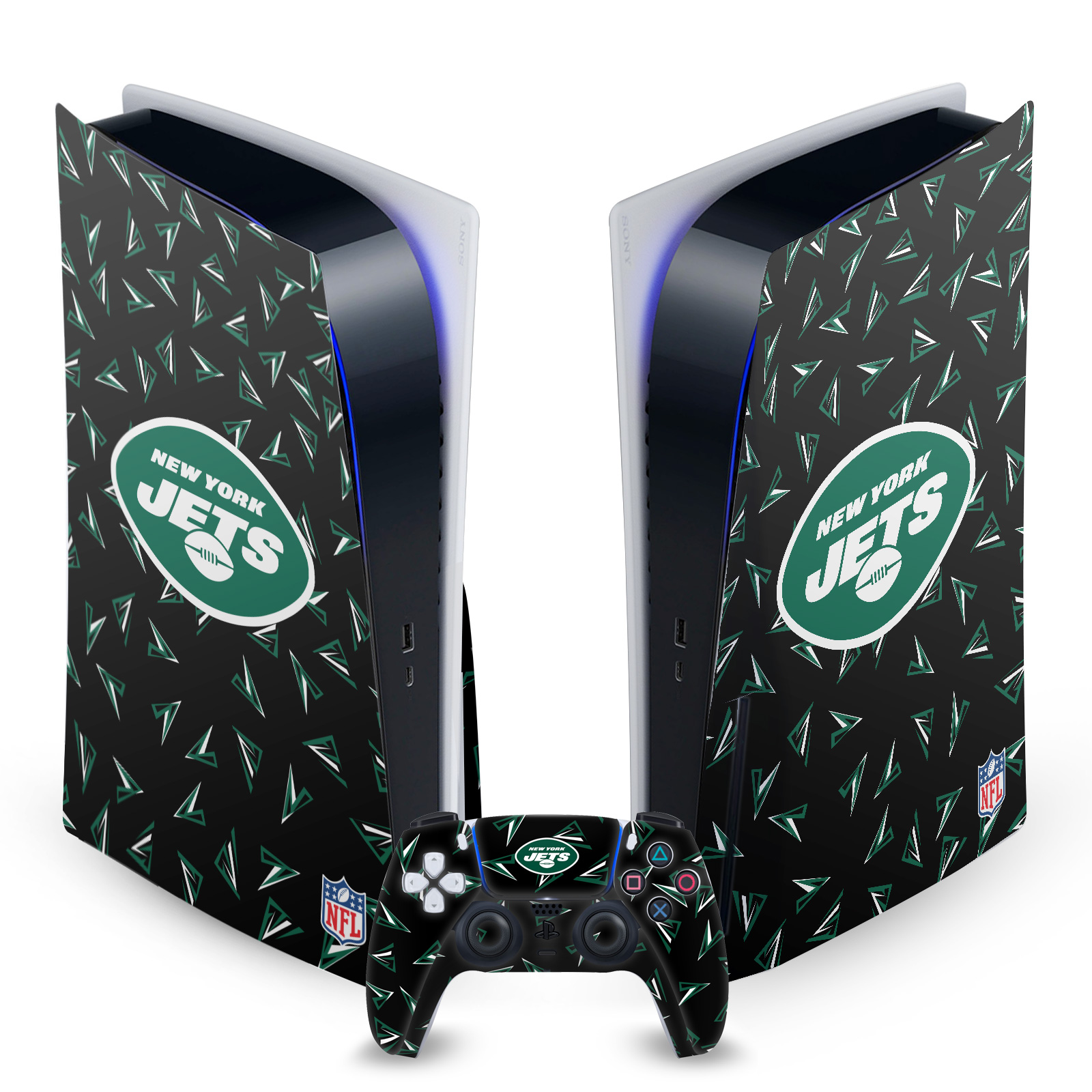 OFFICIAL NFL NEW YORK JETS VINYL SKIN DECAL FOR SONY PS5 DISC EDITION BUNDLE