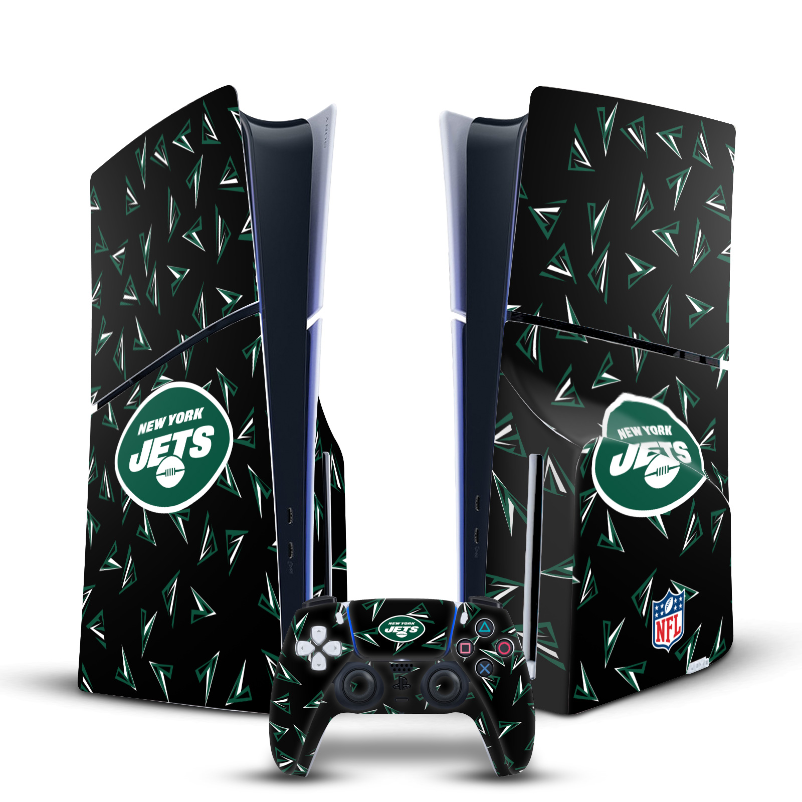 NFL NEW YORK JETS VINYL SKIN DECAL FOR SONY PS5 SLIM DISC CONSOLE & CONTROLLER