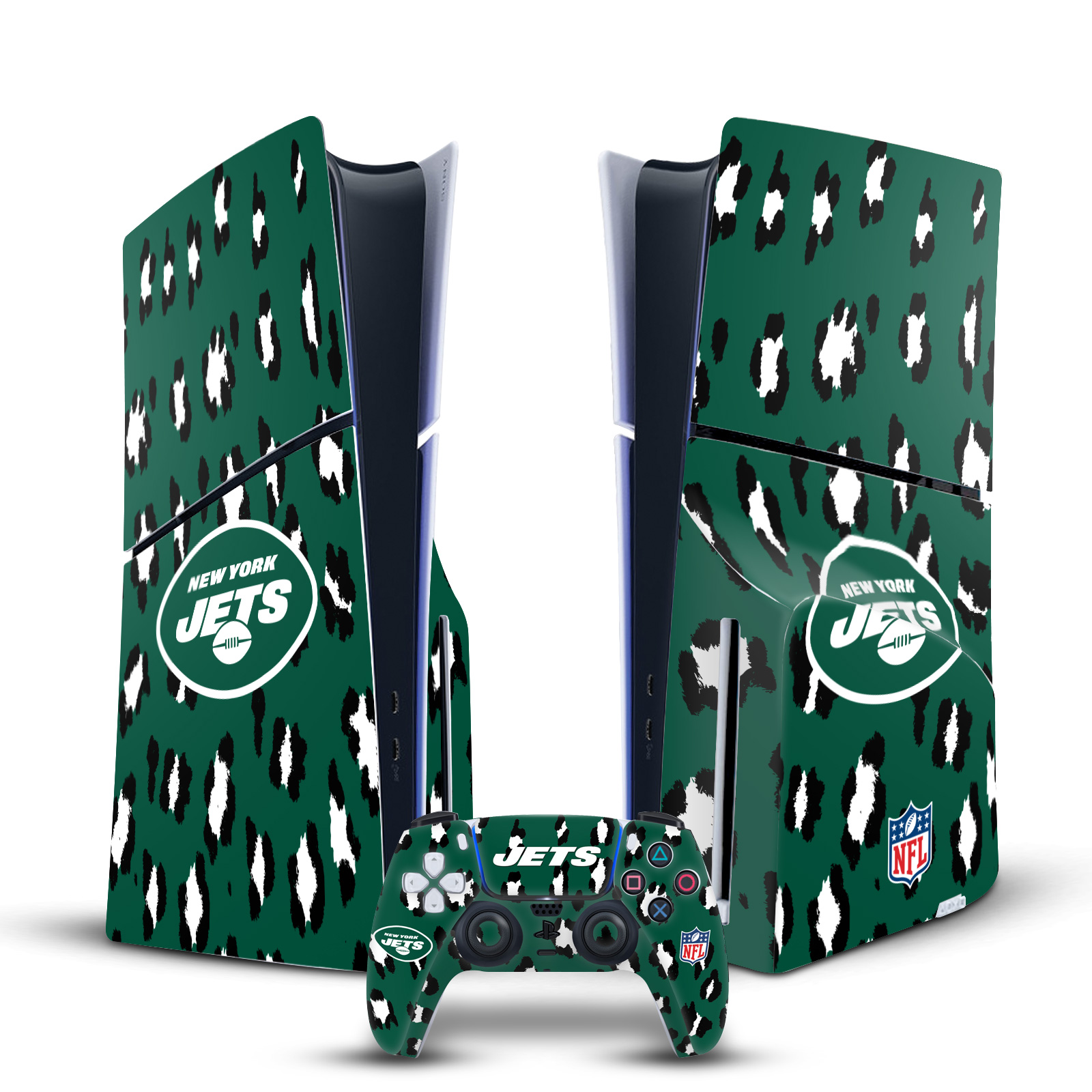 NFL NEW YORK JETS VINYL SKIN DECAL FOR SONY PS5 SLIM DISC CONSOLE & CONTROLLER