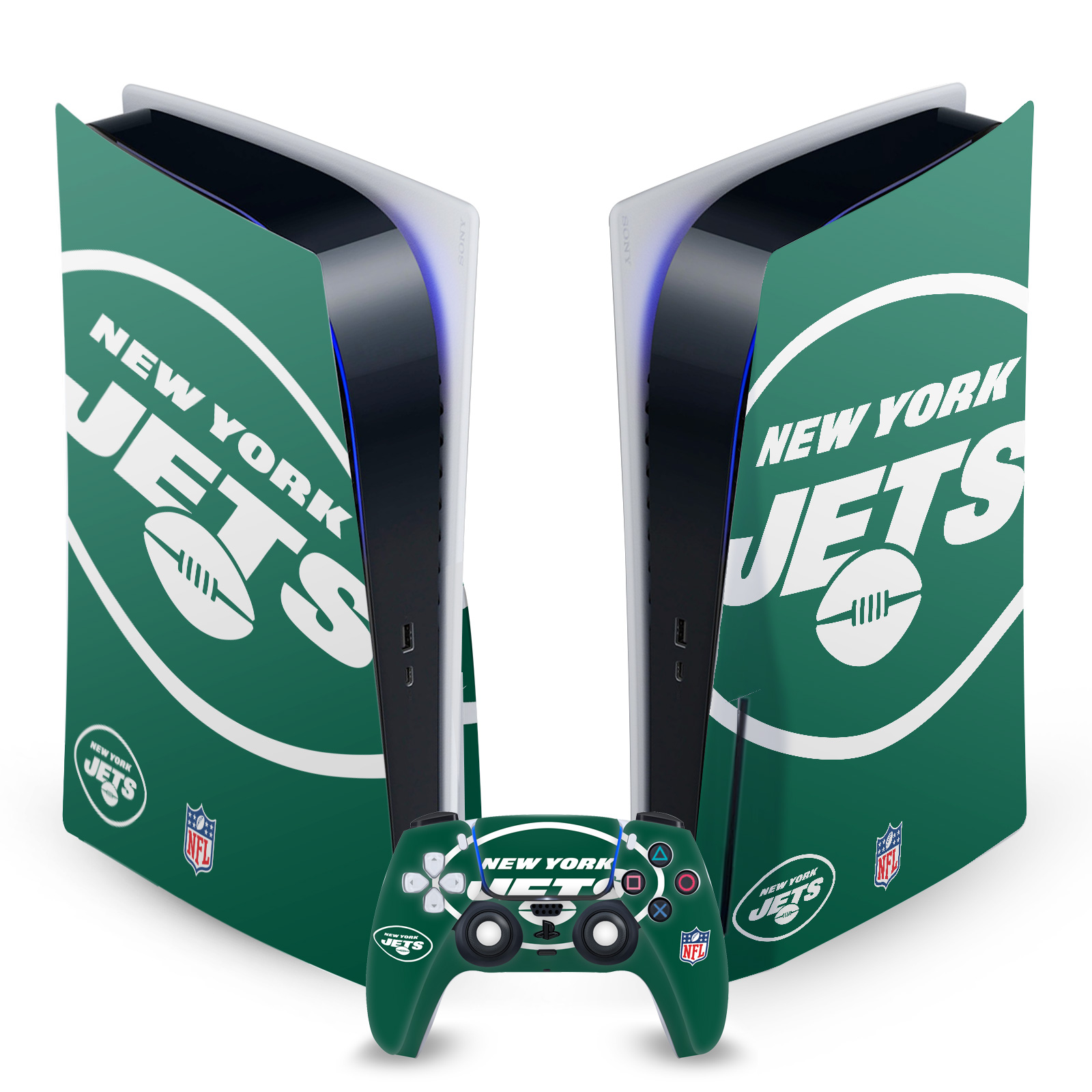 OFFICIAL NFL NEW YORK JETS VINYL SKIN DECAL FOR SONY PS5 DISC EDITION BUNDLE