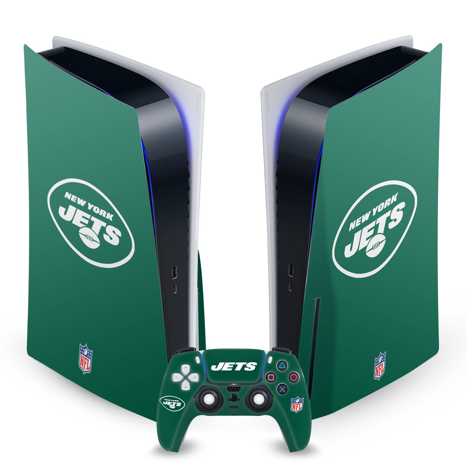 OFFICIAL NFL NEW YORK JETS VINYL SKIN DECAL FOR SONY PS5 DISC EDITION BUNDLE