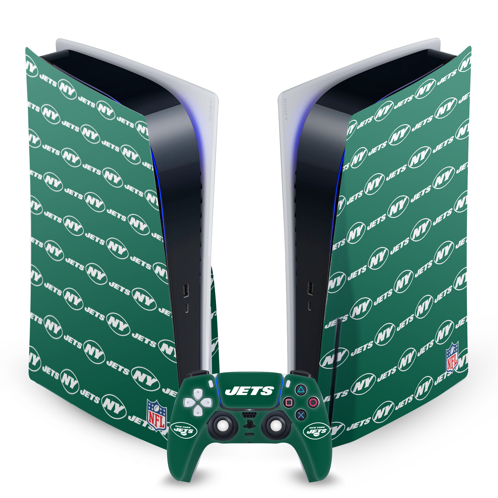 OFFICIAL NFL NEW YORK JETS VINYL SKIN DECAL FOR SONY PS5 DISC EDITION BUNDLE