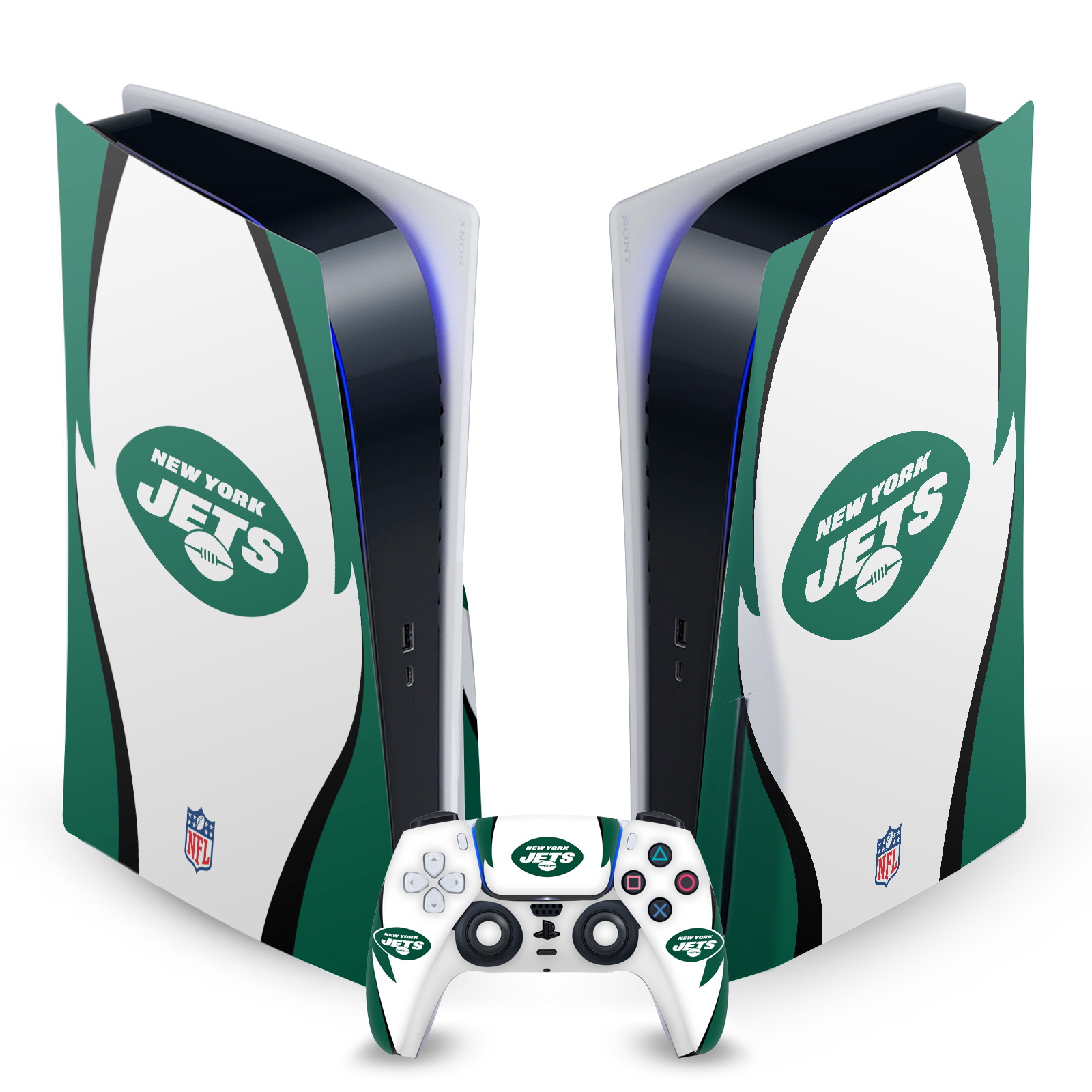 OFFICIAL NFL NEW YORK JETS VINYL SKIN DECAL FOR SONY PS5 DISC EDITION BUNDLE