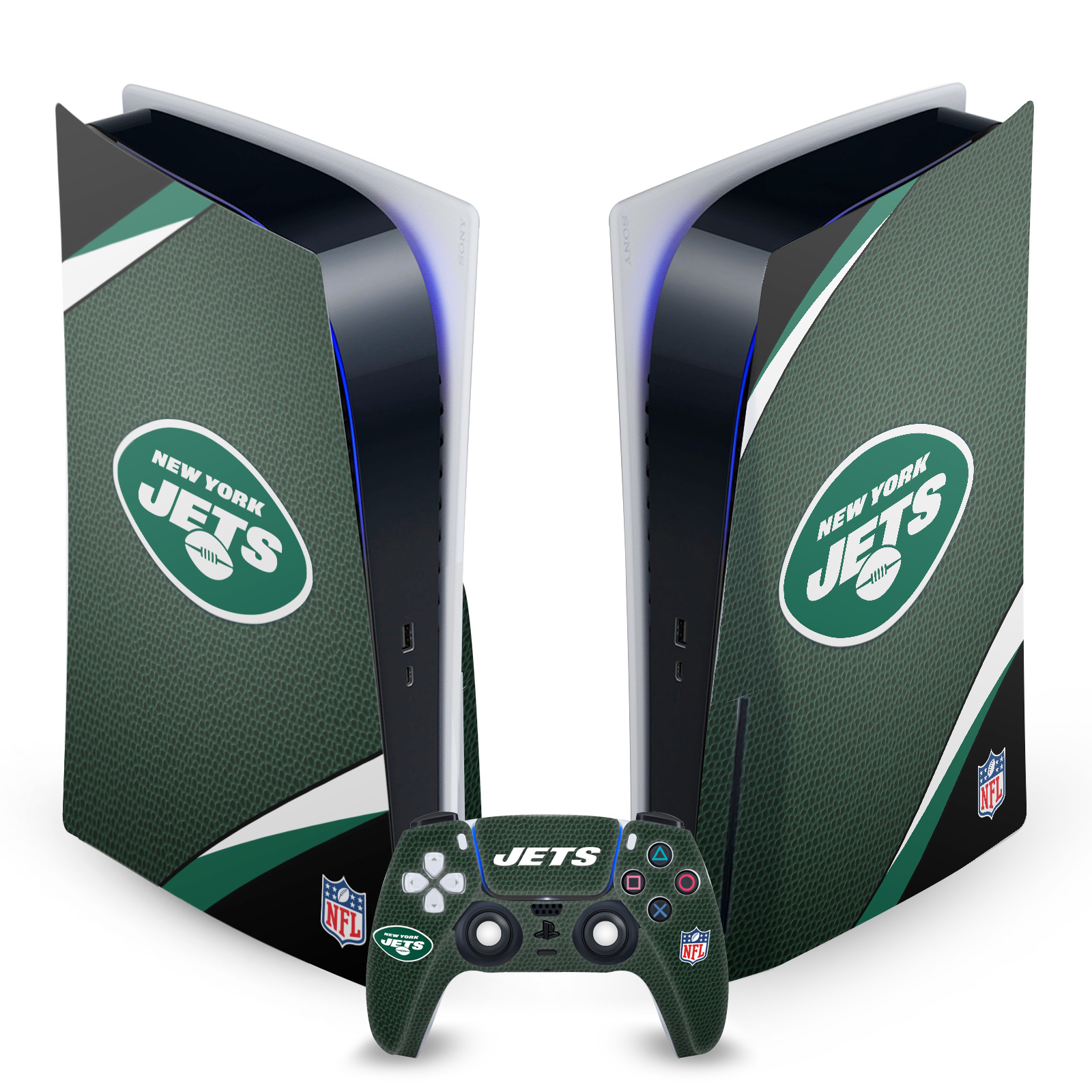 OFFICIAL NFL NEW YORK JETS VINYL SKIN DECAL FOR SONY PS5 DISC EDITION BUNDLE