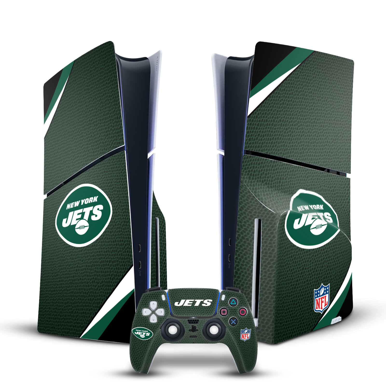 NFL NEW YORK JETS VINYL SKIN DECAL FOR SONY PS5 SLIM DISC CONSOLE & CONTROLLER