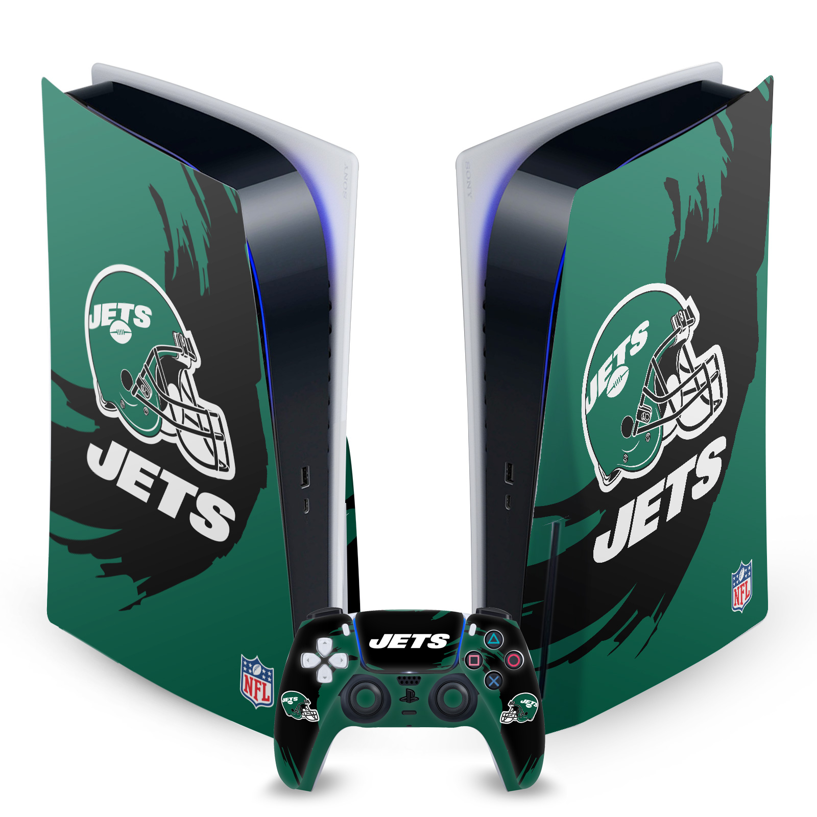 OFFICIAL NFL NEW YORK JETS VINYL SKIN DECAL FOR SONY PS5 DISC EDITION BUNDLE