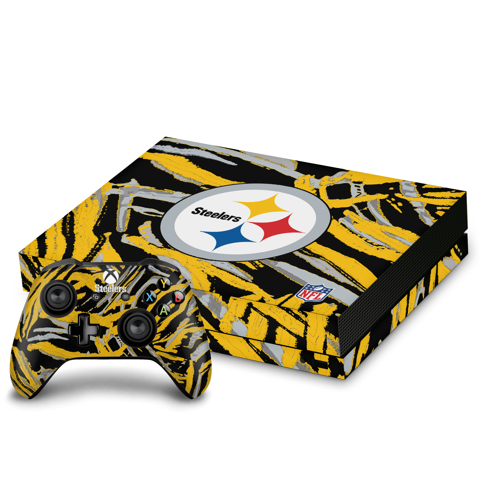 NFL PITTSBURGH STEELERS VINYL SKIN FOR XBOX ONE X CONSOLE AND CONTROLLER BUNDLE