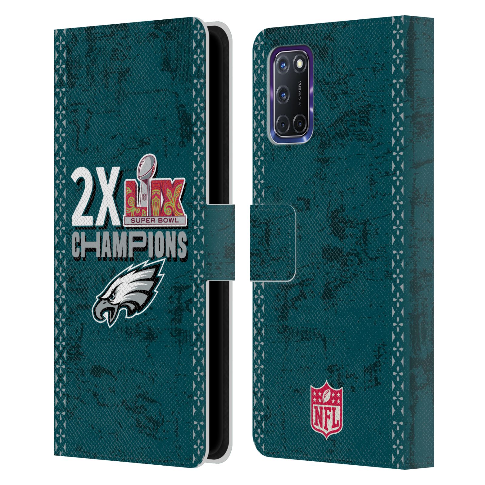 NFL MEISTER DES SUPER BOWL LIX 2025 BRIEFTASCHE HUELLE AUS LEDER FÜR OPPO HANDYS - Bild 8 von 10