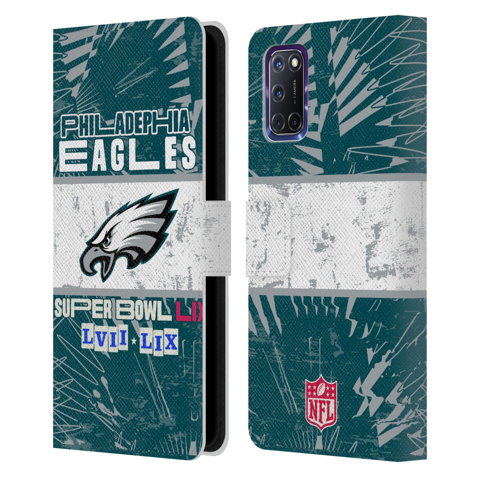 NFL MEISTER DES SUPER BOWL LIX 2025 BRIEFTASCHE HUELLE AUS LEDER FÜR OPPO HANDYS - Bild 7 von 10