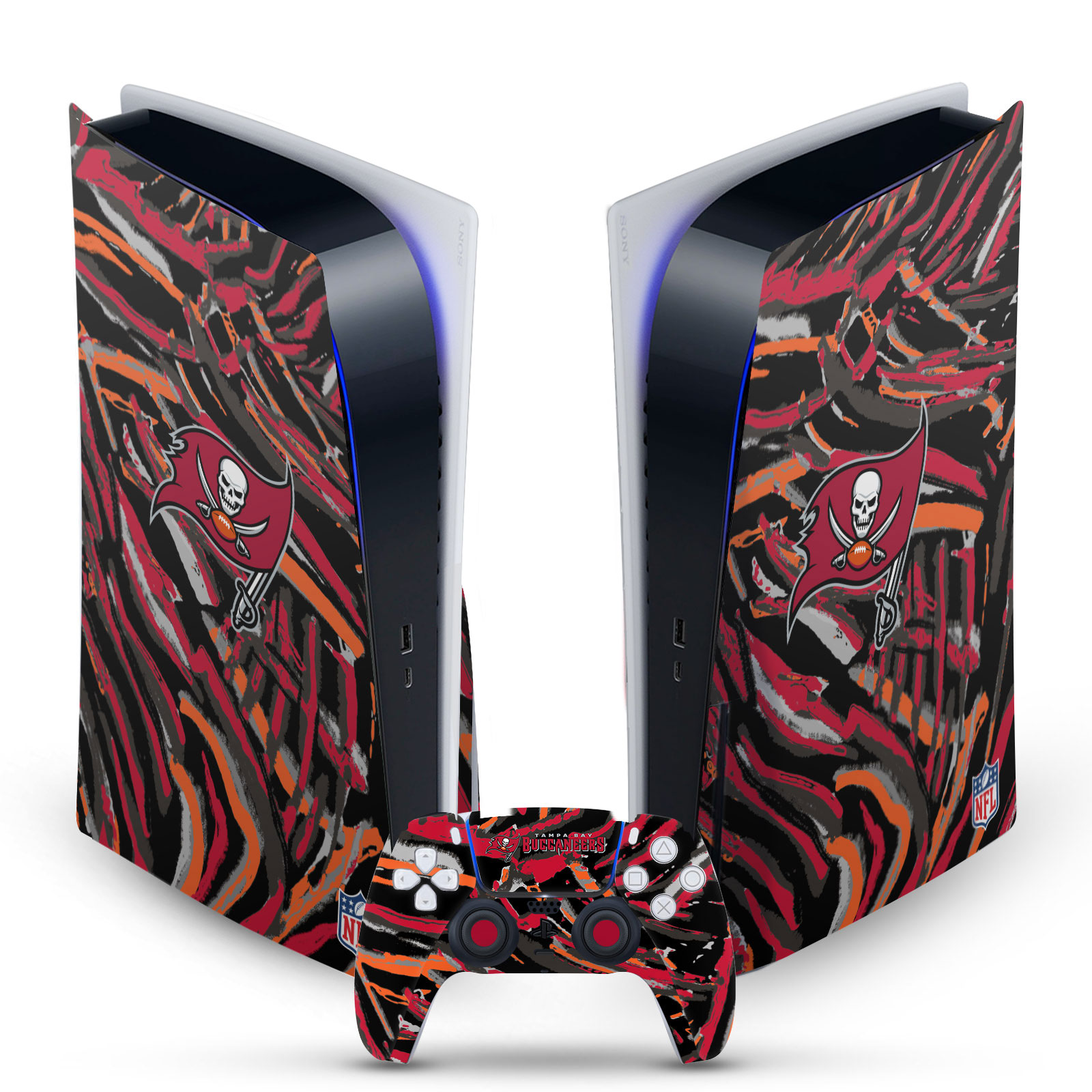 OFFICIAL NFL TAMPA BAY BUCCANEERS VINYL SKIN FOR SONY PS5 DISC EDITION BUNDLE