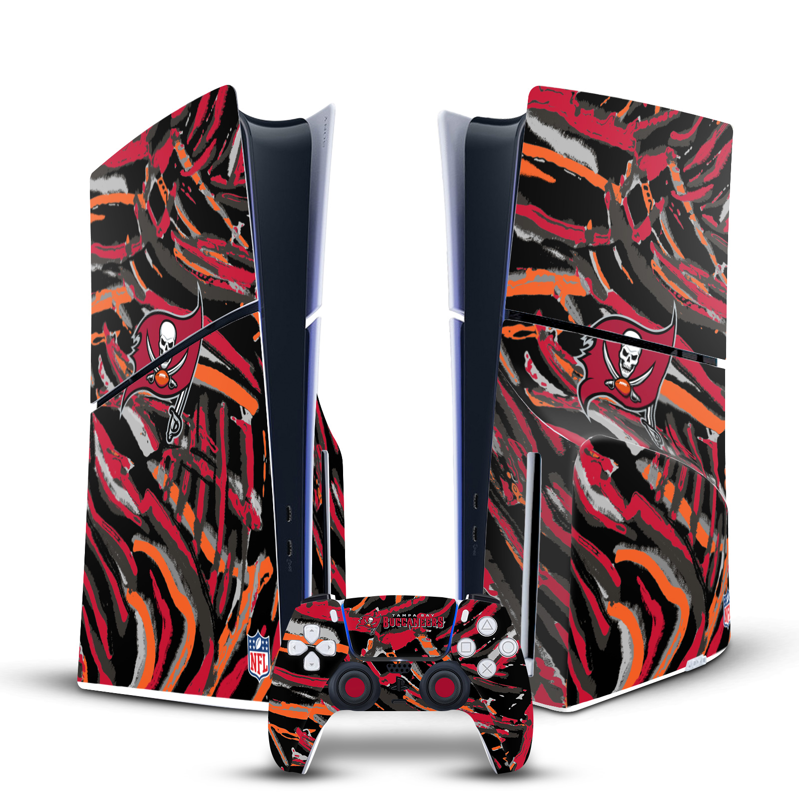 NFL TAMPA BAY BUCCANEERS VINYL SKIN FOR SONY PS5 SLIM DISC CONSOLE & CONTROLLER