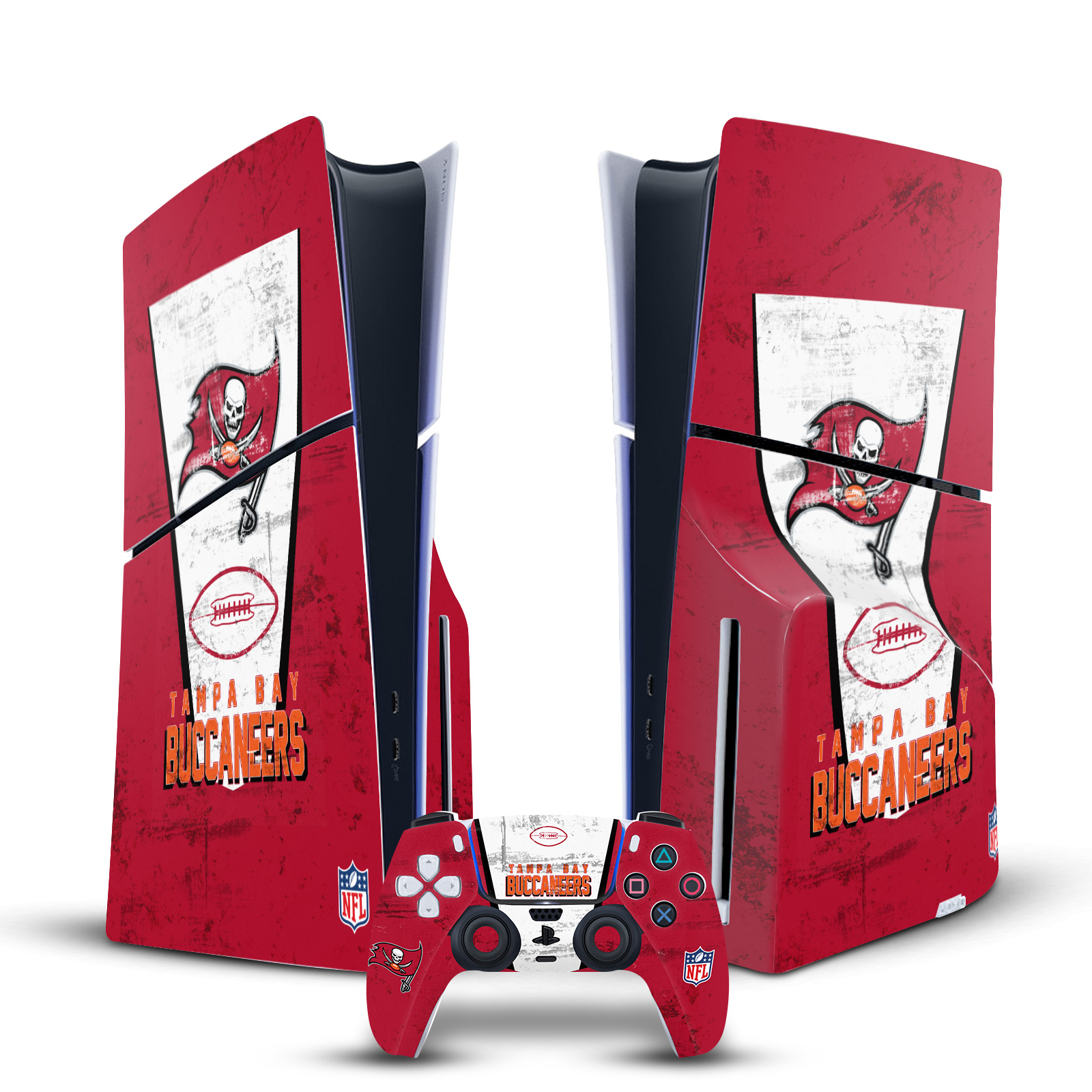 NFL TAMPA BAY BUCCANEERS VINYL SKIN FOR SONY PS5 SLIM DISC CONSOLE & CONTROLLER