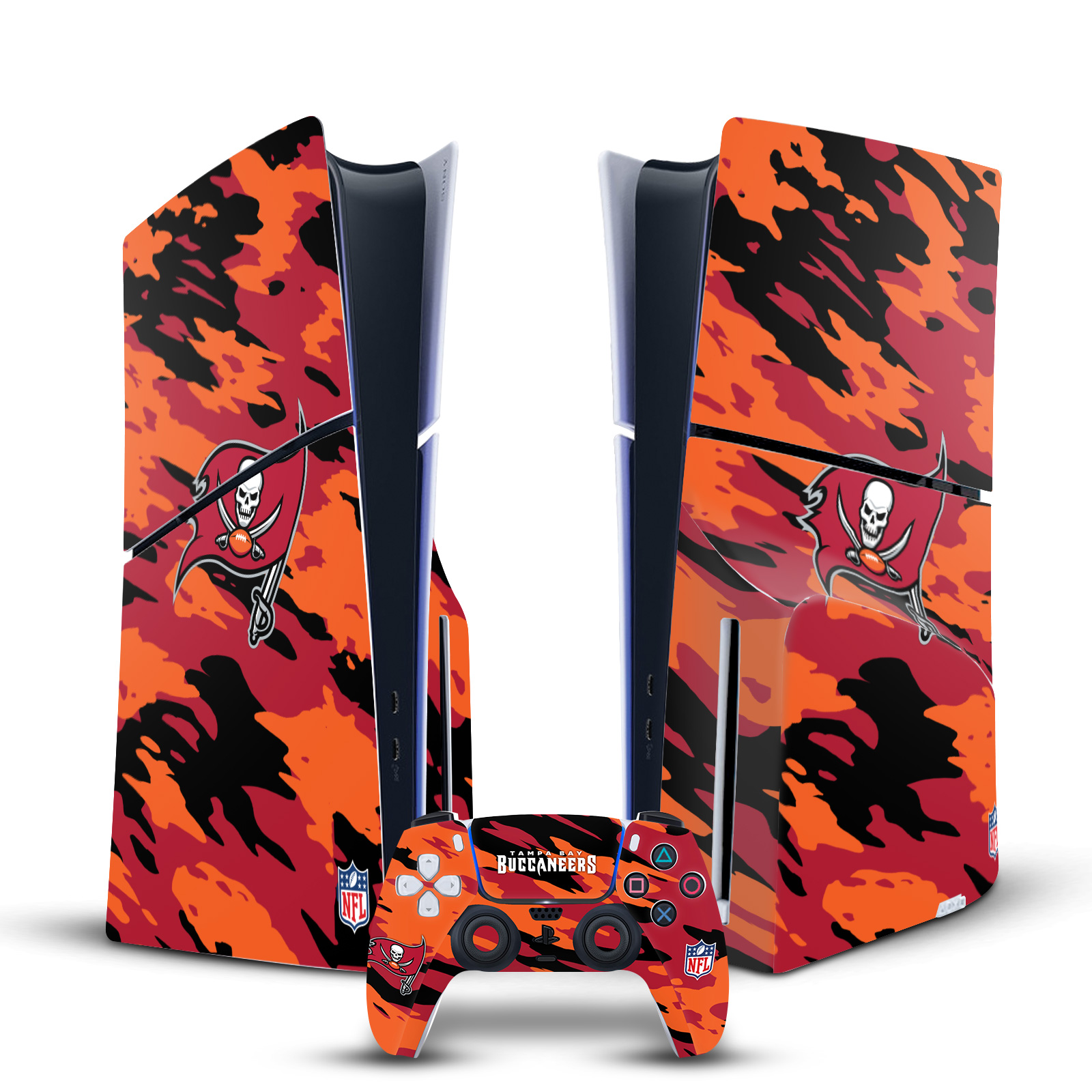 NFL TAMPA BAY BUCCANEERS VINYL SKIN FOR SONY PS5 SLIM DISC CONSOLE & CONTROLLER