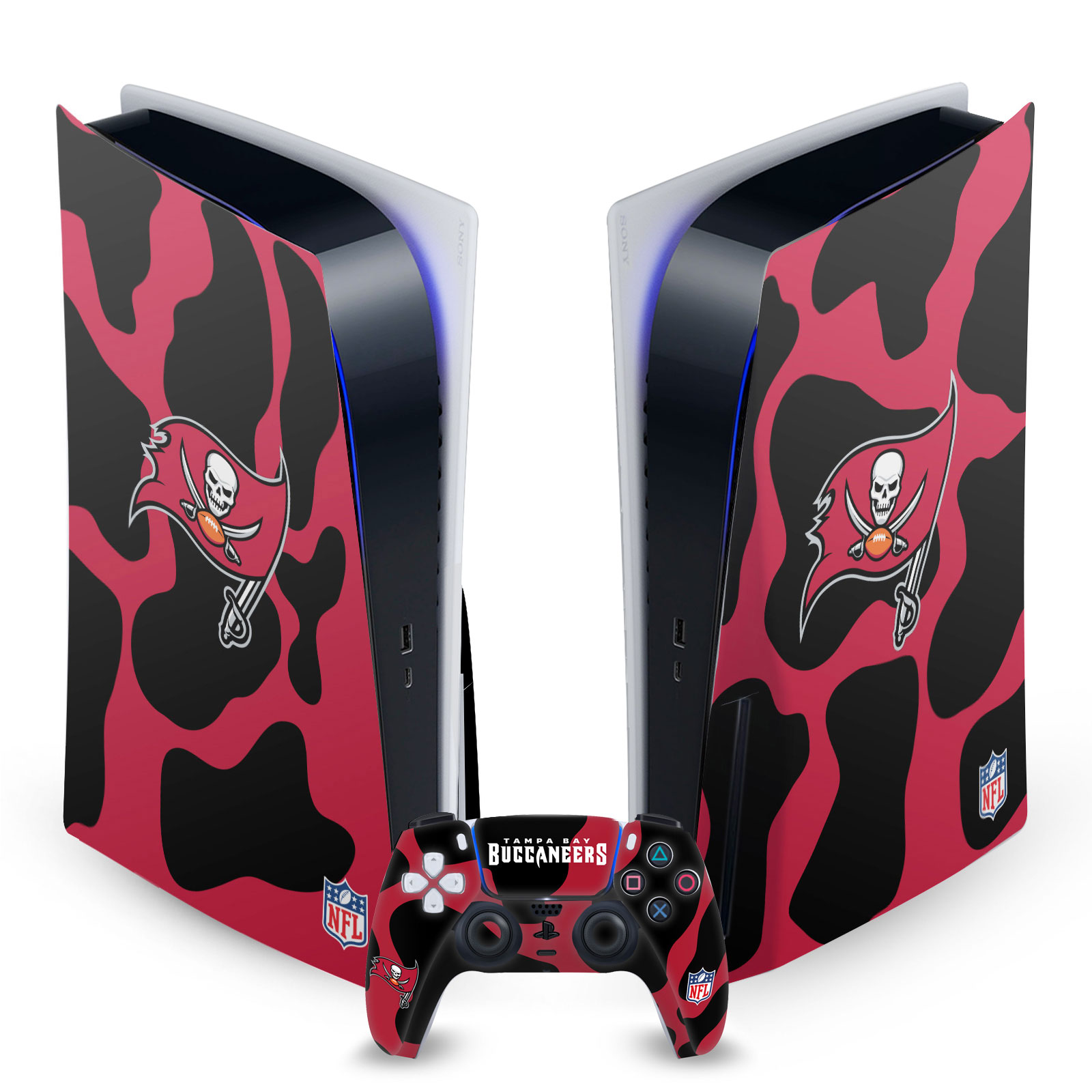 OFFICIAL NFL TAMPA BAY BUCCANEERS VINYL SKIN FOR SONY PS5 DISC EDITION BUNDLE