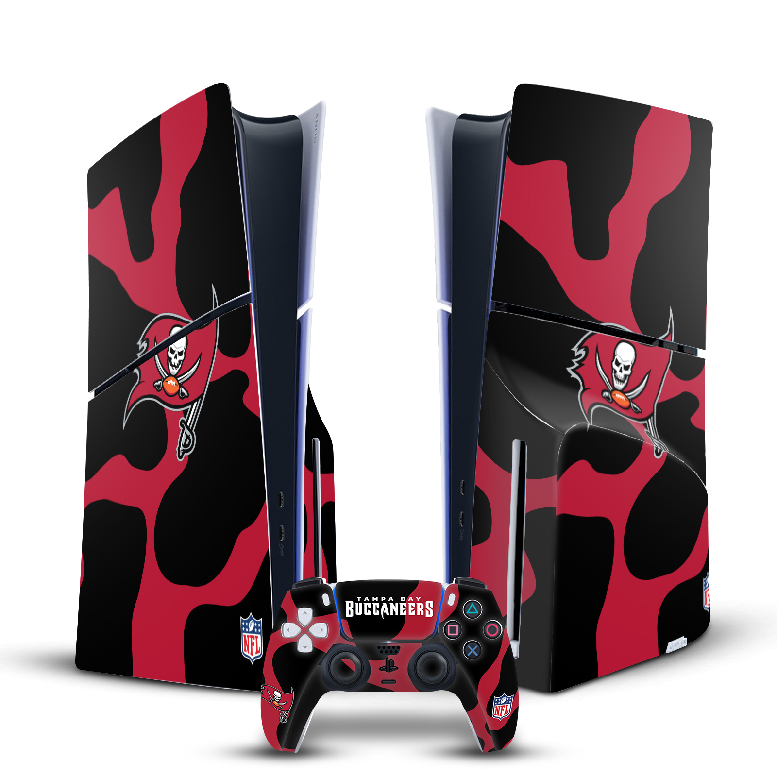 NFL TAMPA BAY BUCCANEERS VINYL SKIN FOR SONY PS5 SLIM DISC CONSOLE & CONTROLLER