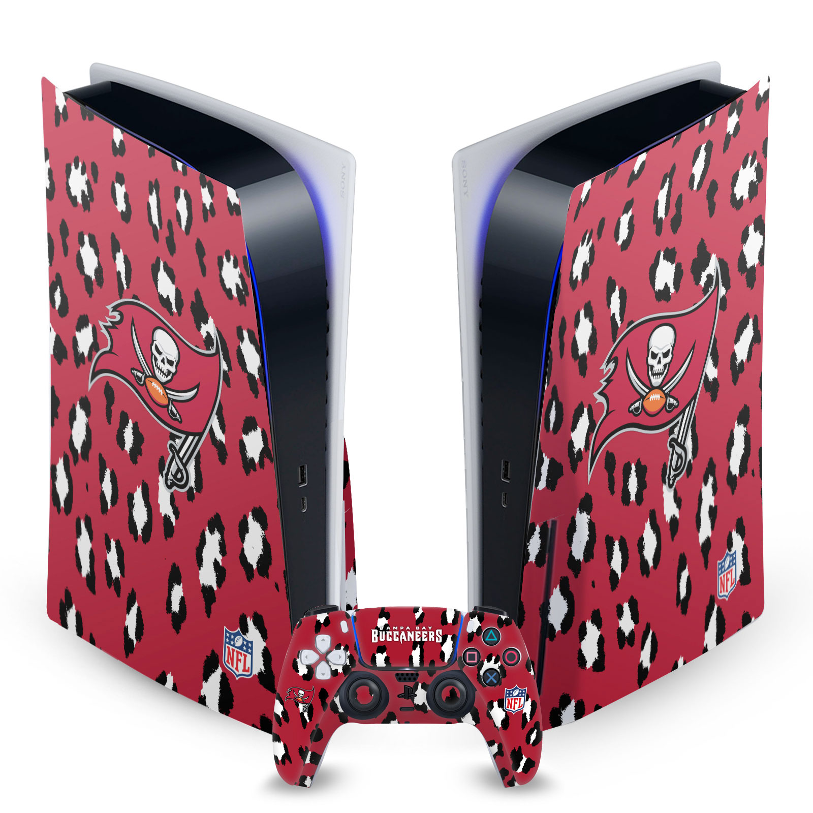 OFFICIAL NFL TAMPA BAY BUCCANEERS VINYL SKIN FOR SONY PS5 DISC EDITION BUNDLE