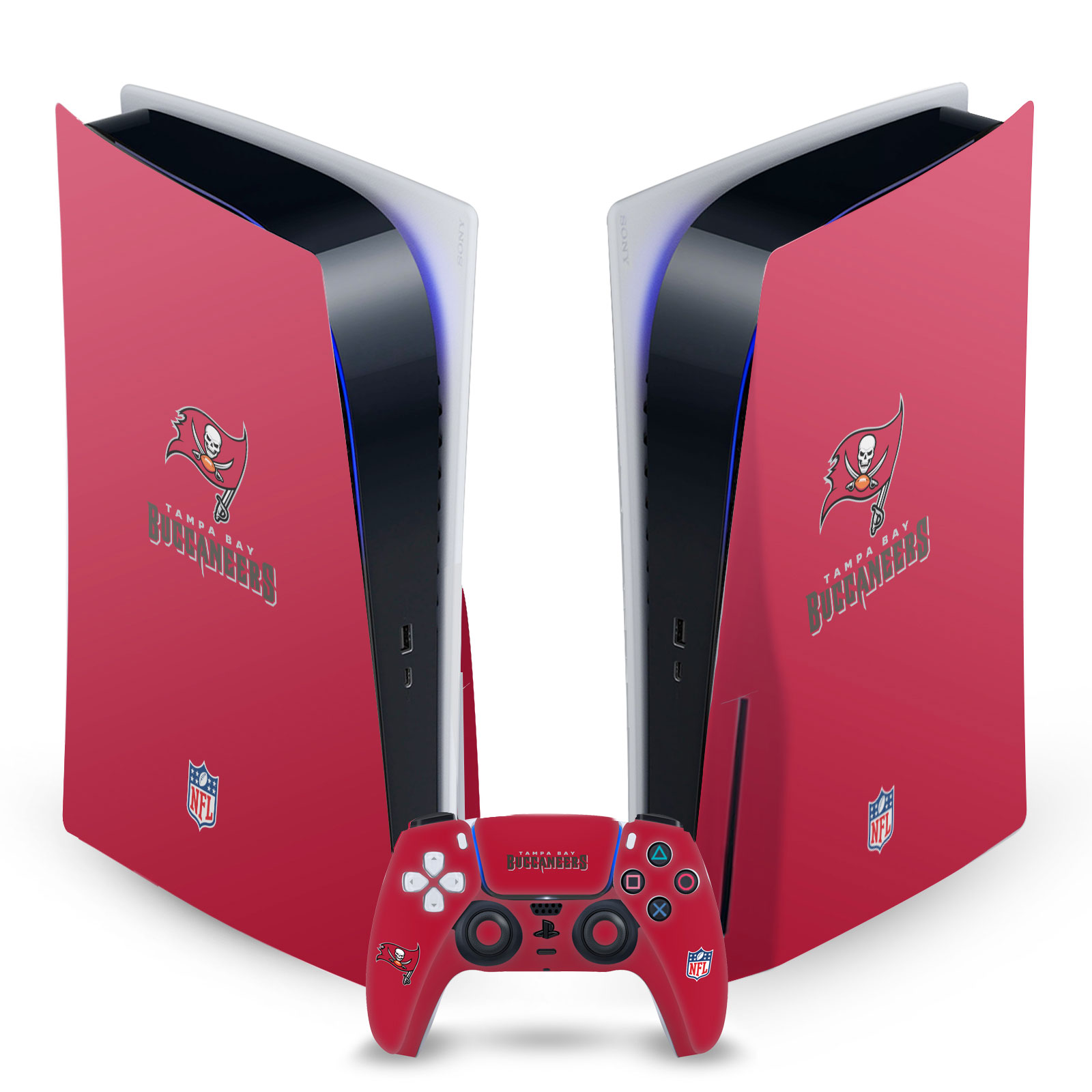 OFFICIAL NFL TAMPA BAY BUCCANEERS VINYL SKIN FOR SONY PS5 DISC EDITION BUNDLE